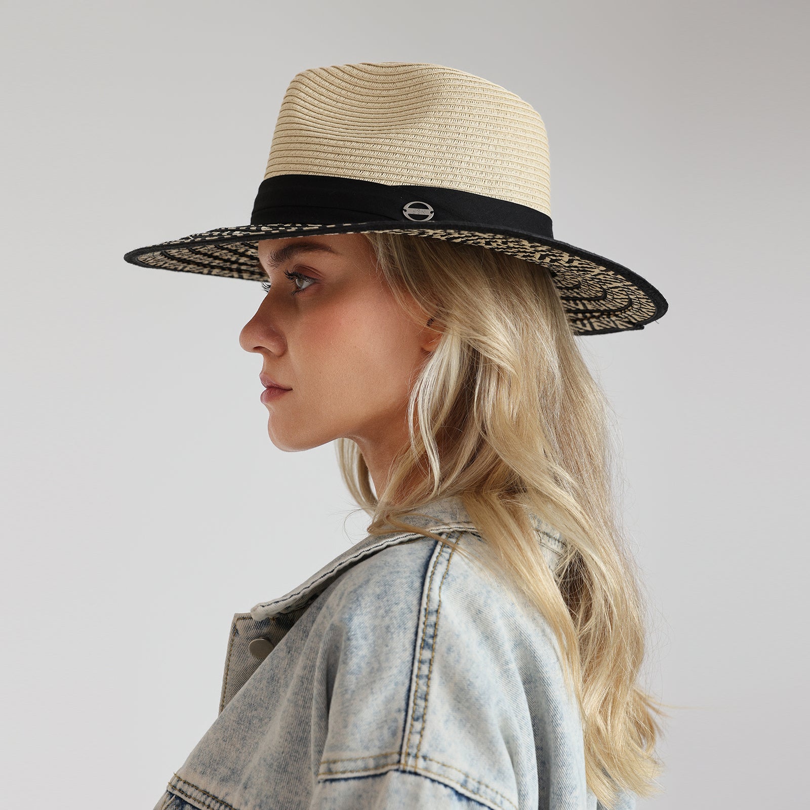 Unisex Paper Straw Fedora Hat with Wide Brim and UPF 50+ Sun Protection