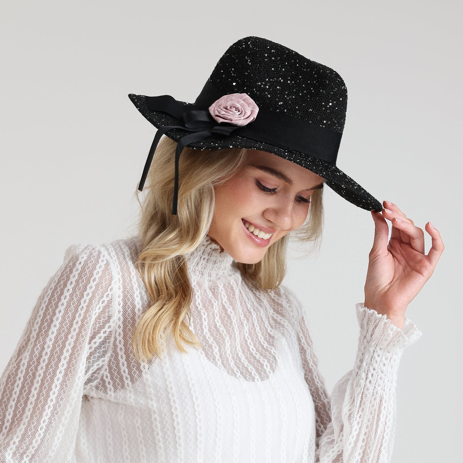 Women’s Polyester Fedora Hat with Wide Brim and UPF 50+ Sun Protection