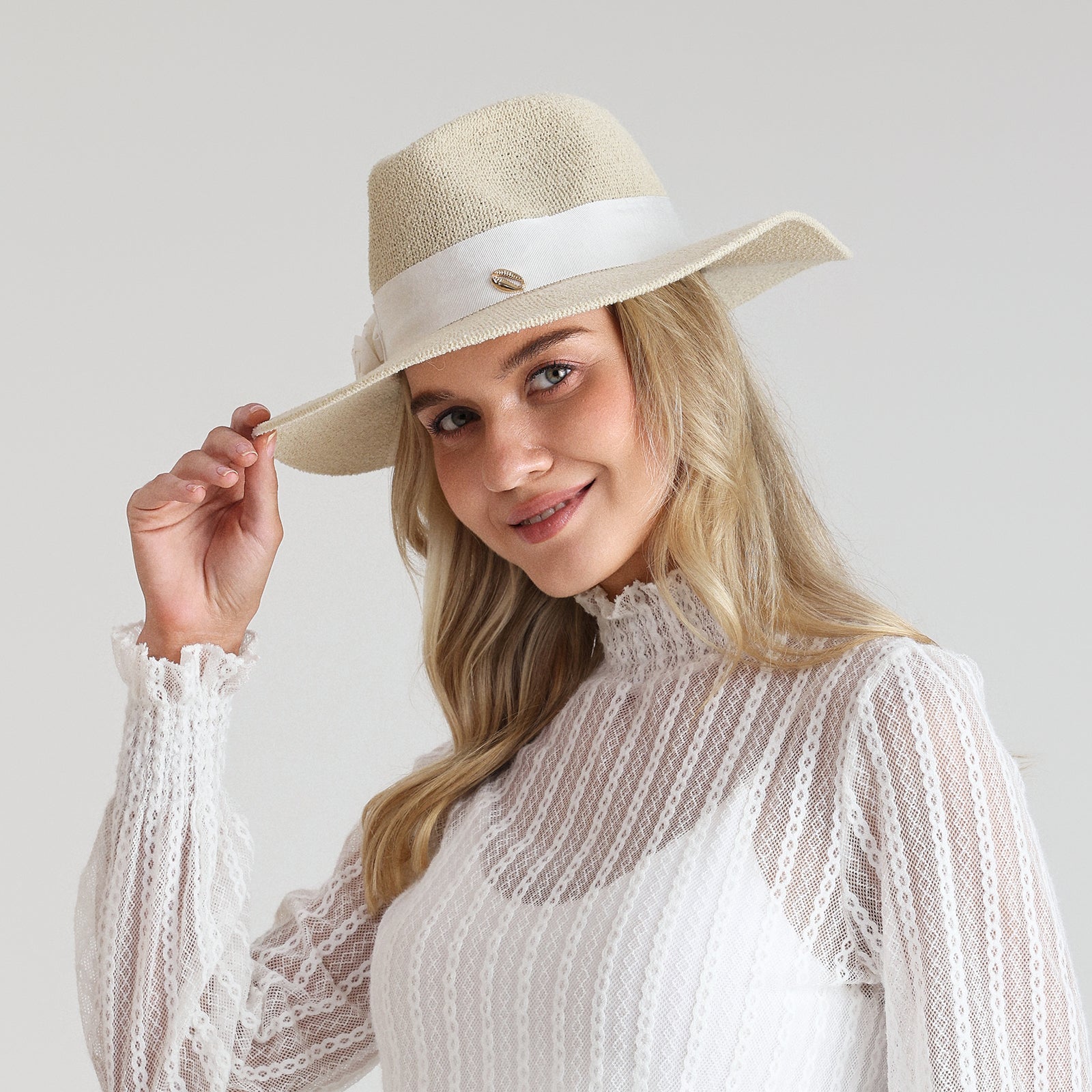 Women’s Polyester Fedora Hat with Wide Brim and UPF 50+ Sun Protection