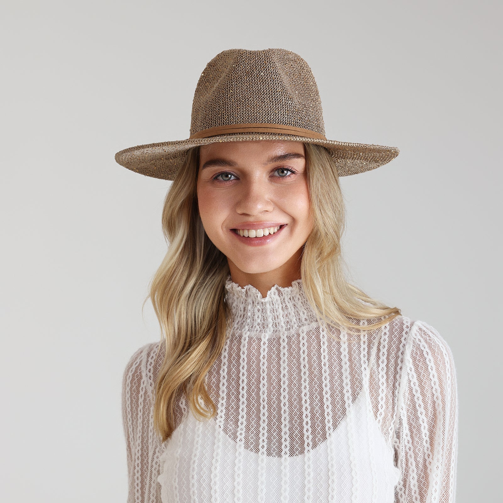 Women’s Polyester Fedora Hat with Wide Brim and UPF 50+ Sun Protection