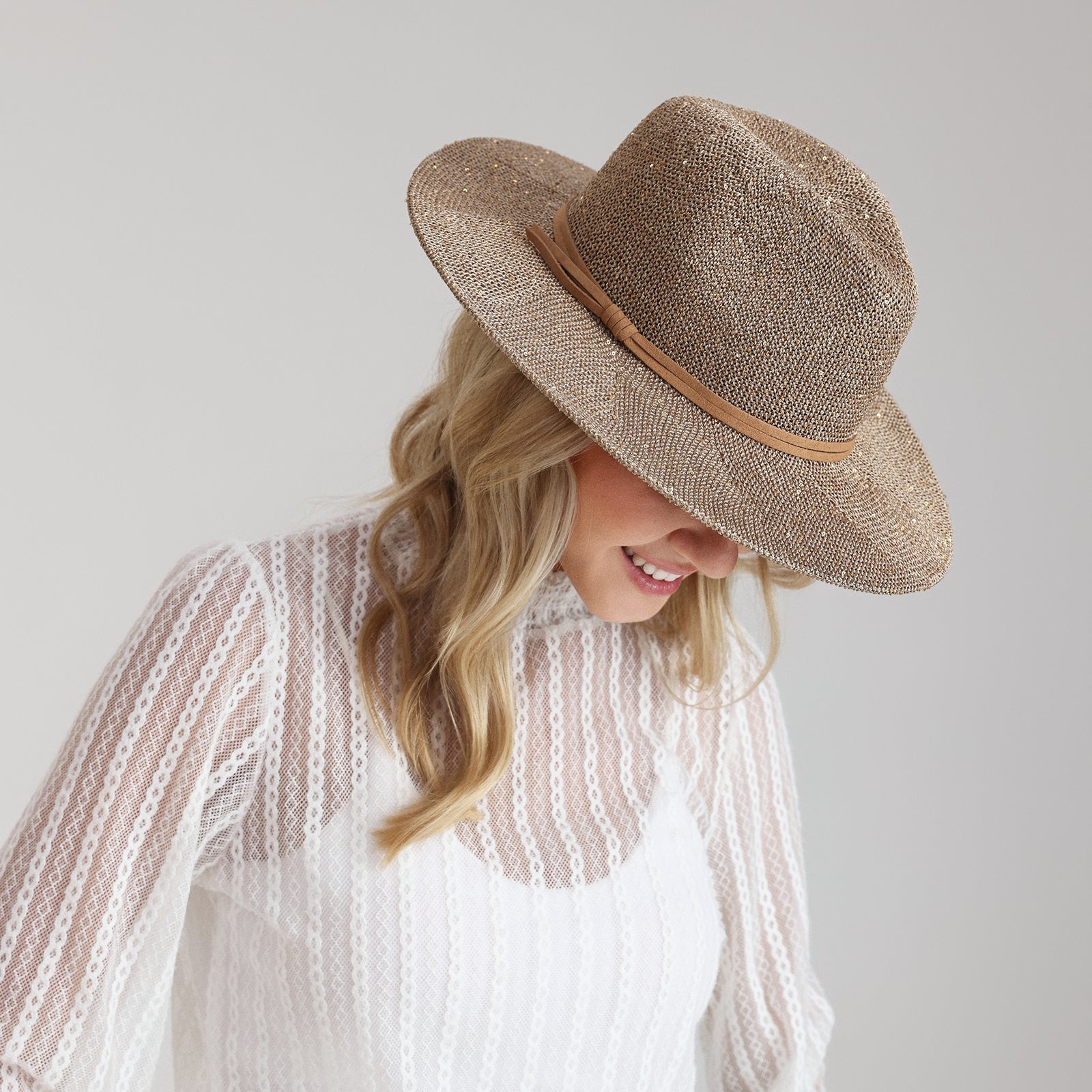 Women’s Polyester Fedora Hat with Wide Brim and UPF 50+ Sun Protection