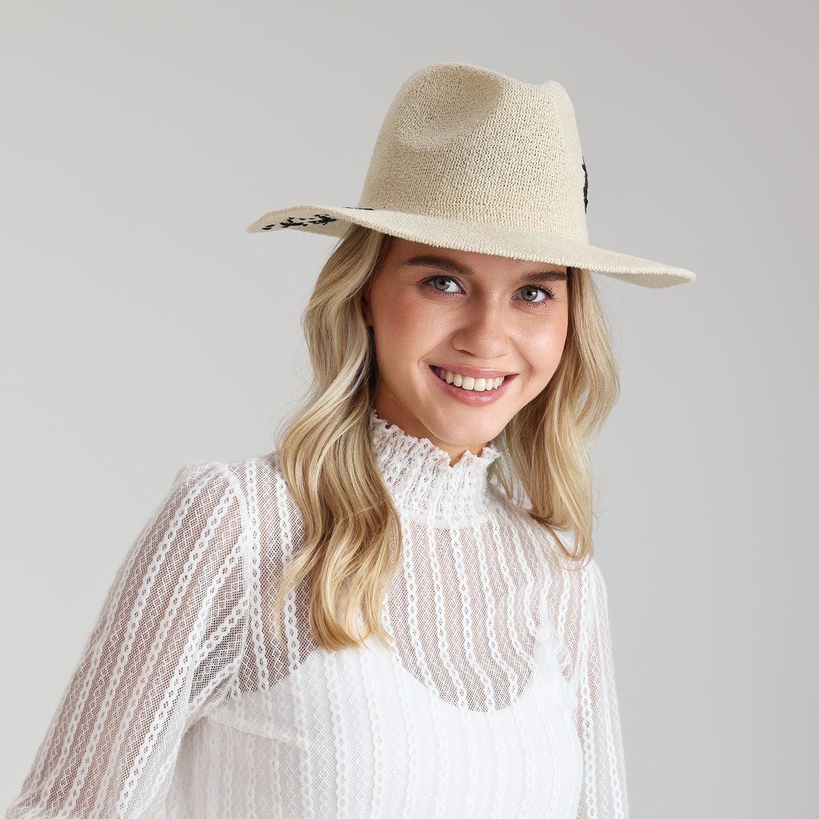 Women’s Polyester Fedora Hat with Wide Brim and UPF 50+ Sun Protection