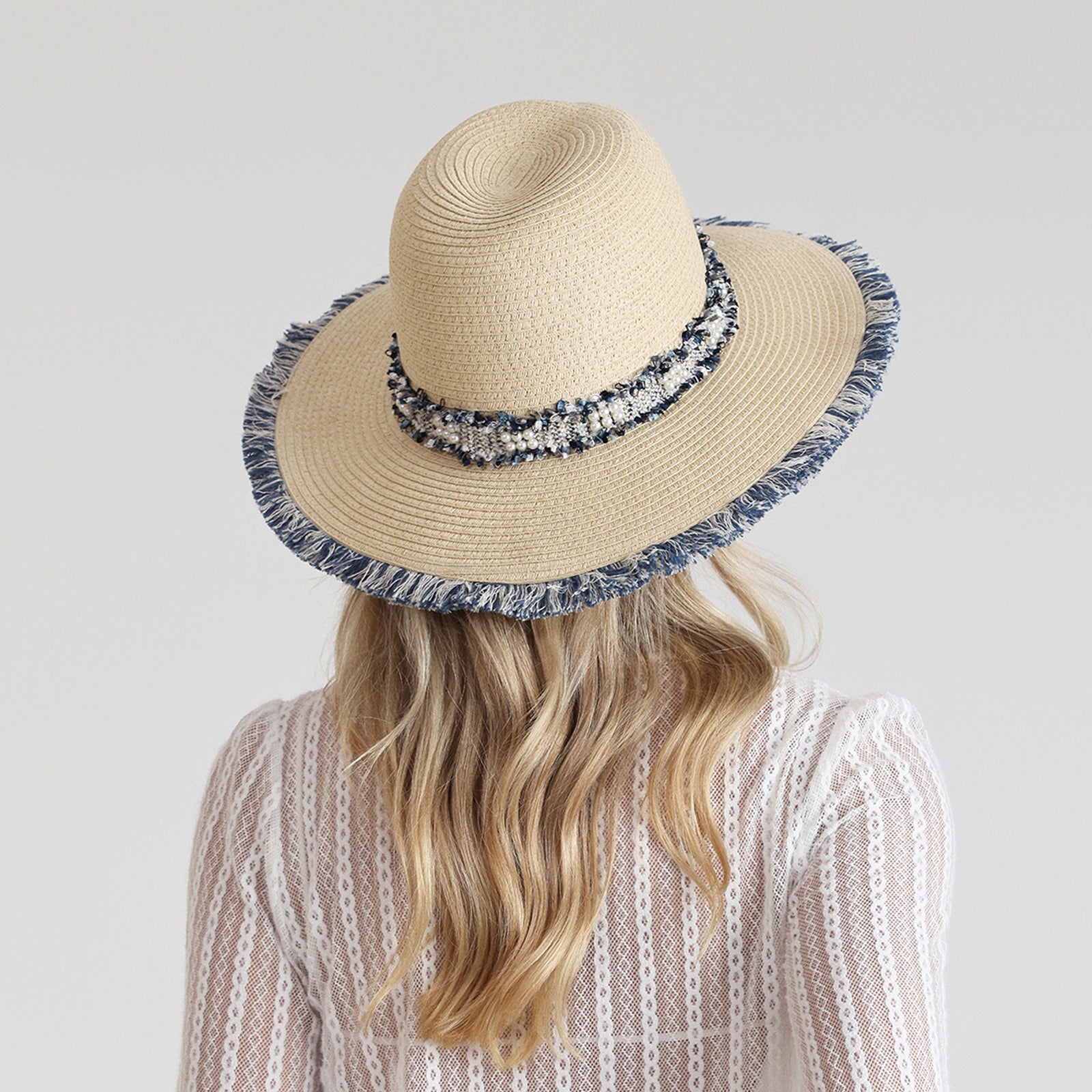 Women’s Paper Straw Fedora Hat with Wide Brim and UPF 50+ Sun Protection