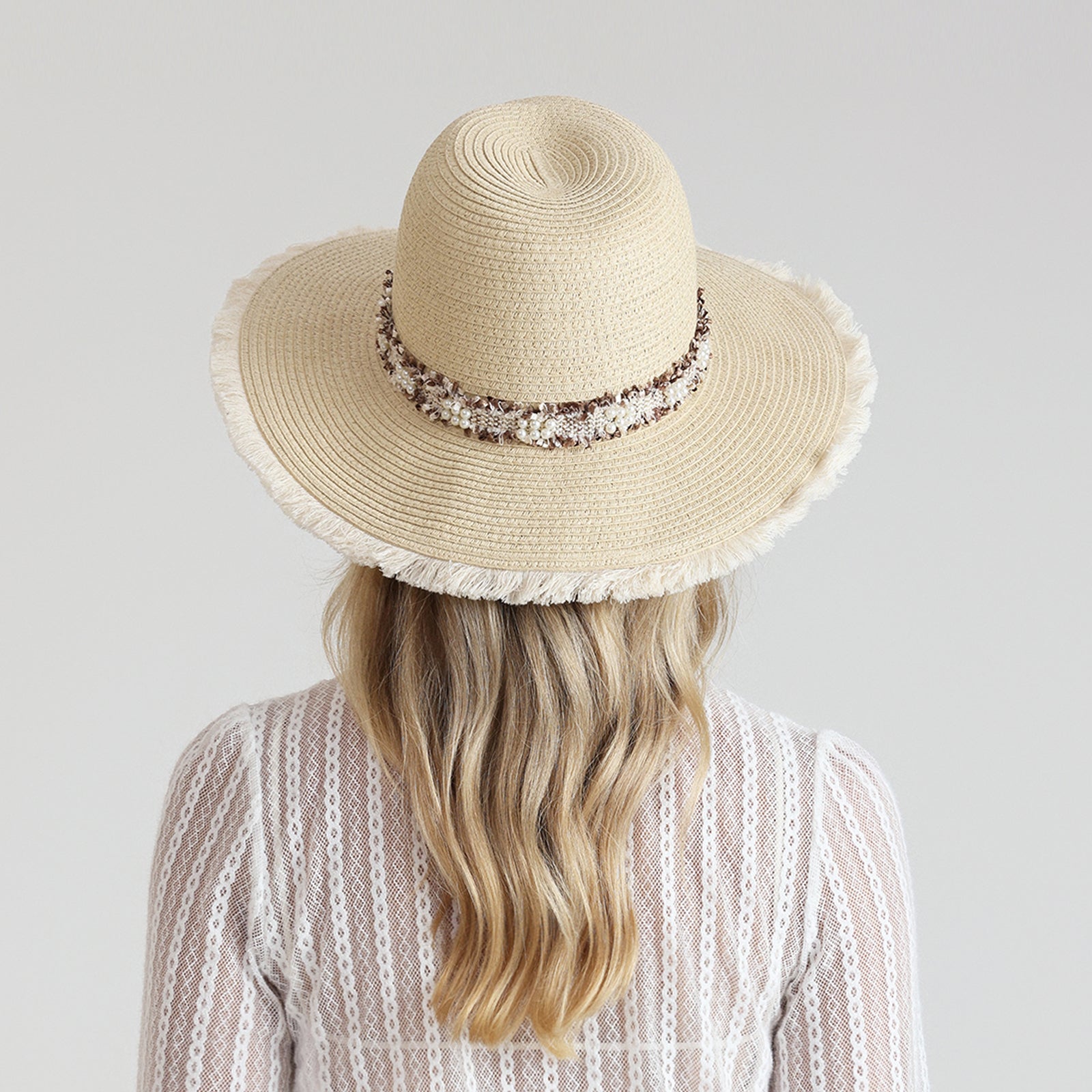 Women’s Paper Straw Fedora Hat with Wide Brim and UPF 50+ Sun Protection
