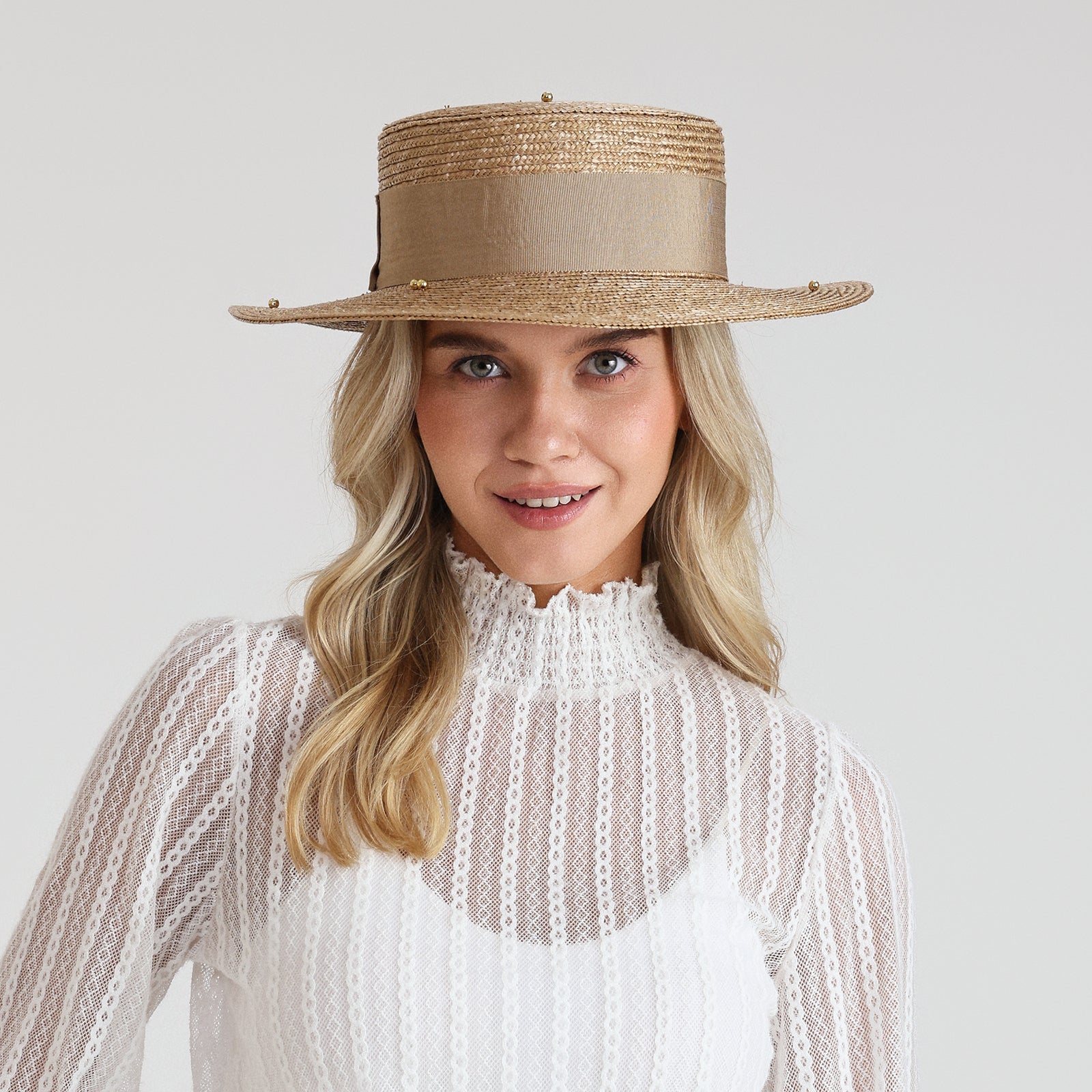Women’s Wheat Straw Fedora Hat with Wide Brim and UPF 50+ Sun Protection