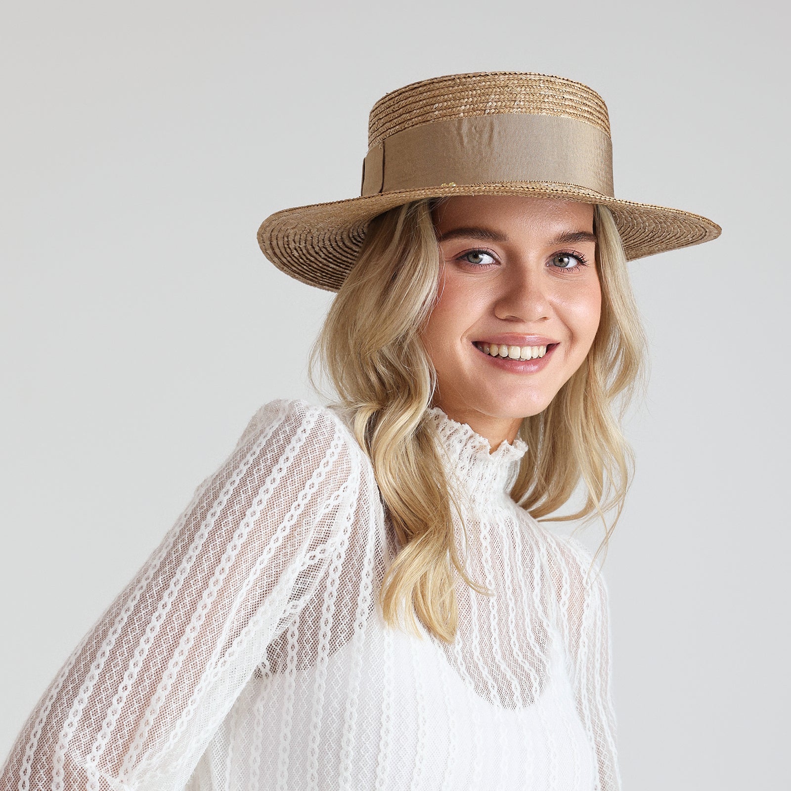 Women’s Wheat Straw Fedora Hat with Wide Brim and UPF 50+ Sun Protection