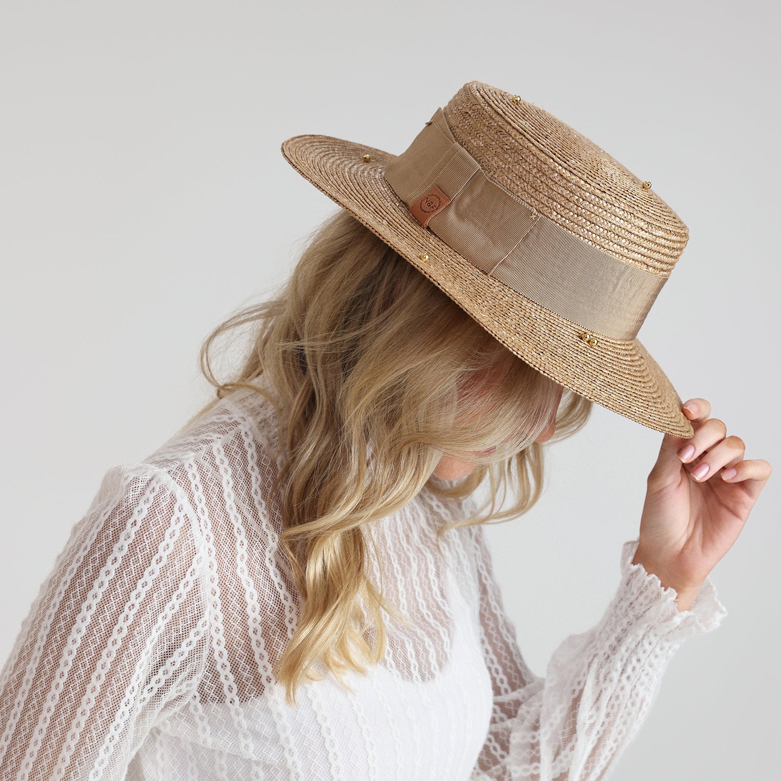 Women’s Wheat Straw Fedora Hat with Wide Brim and UPF 50+ Sun Protection