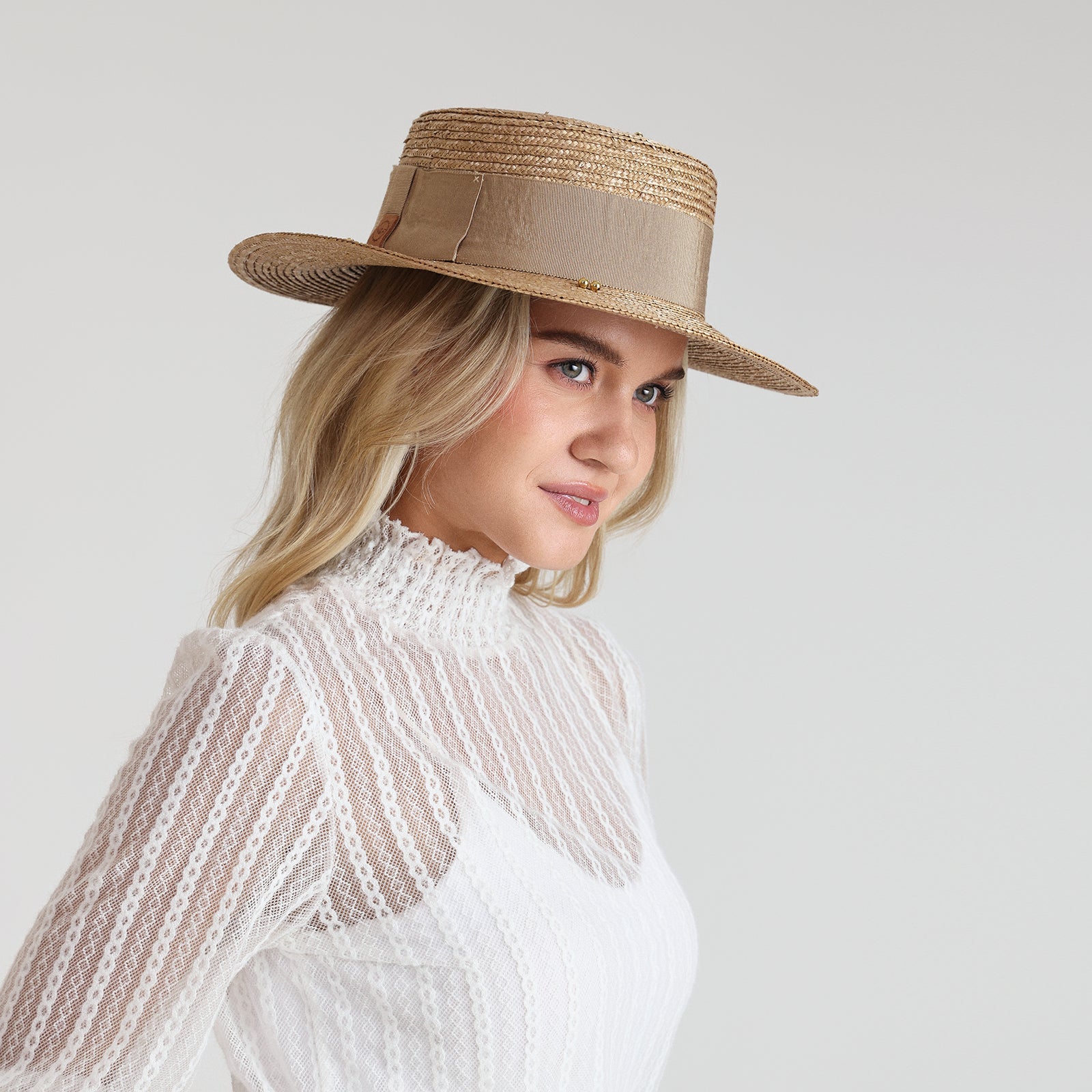 Women’s Wheat Straw Fedora Hat with Wide Brim and UPF 50+ Sun Protection