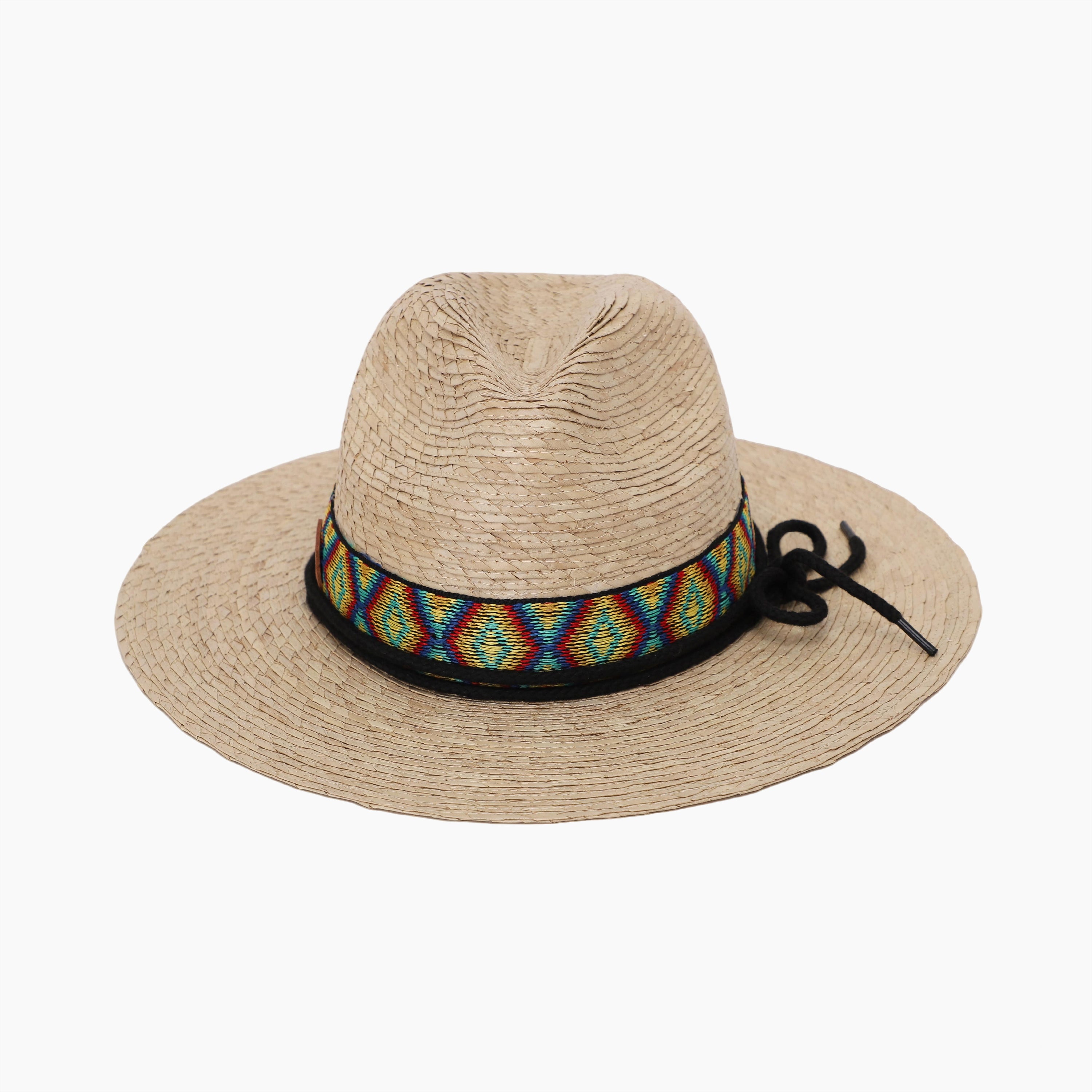 Unisex Palm Leaf Fedora Hat with Wide Brim and UPF 50+ Sun Protection