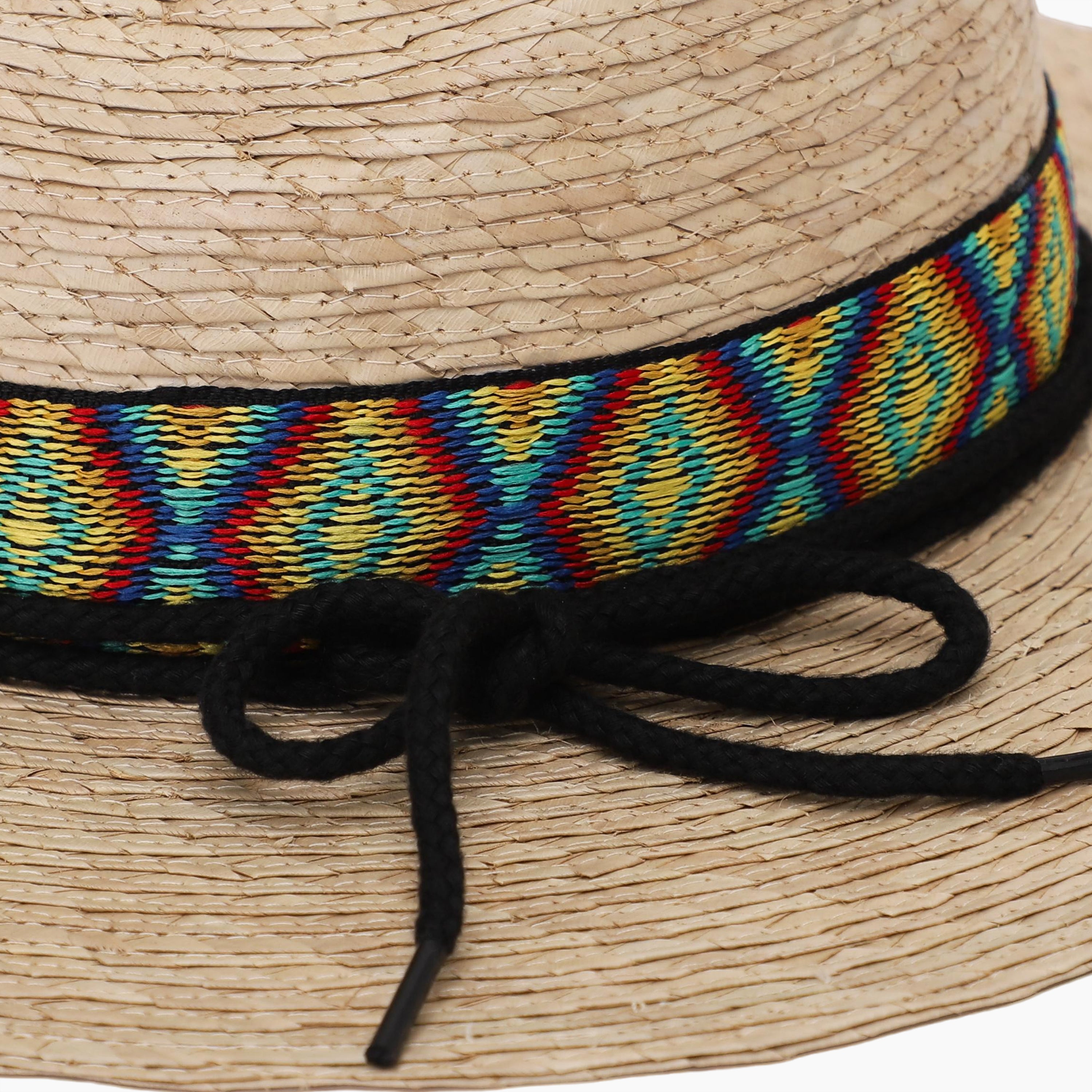 Unisex Palm Leaf Fedora Hat with Wide Brim and UPF 50+ Sun Protection