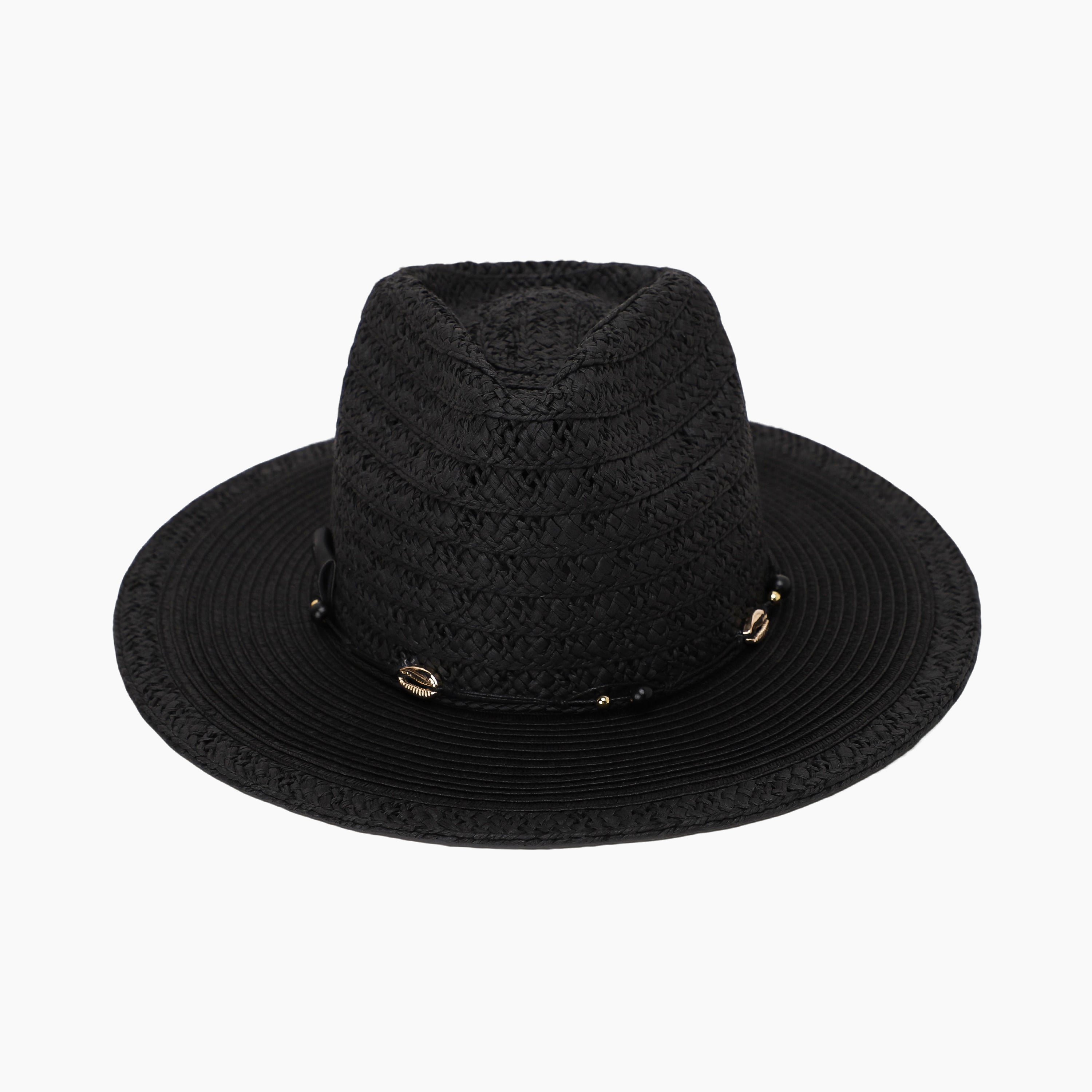 Unisex Paper Straw Fedora Hat with Wide Brim and UPF 50+ Sun Protection