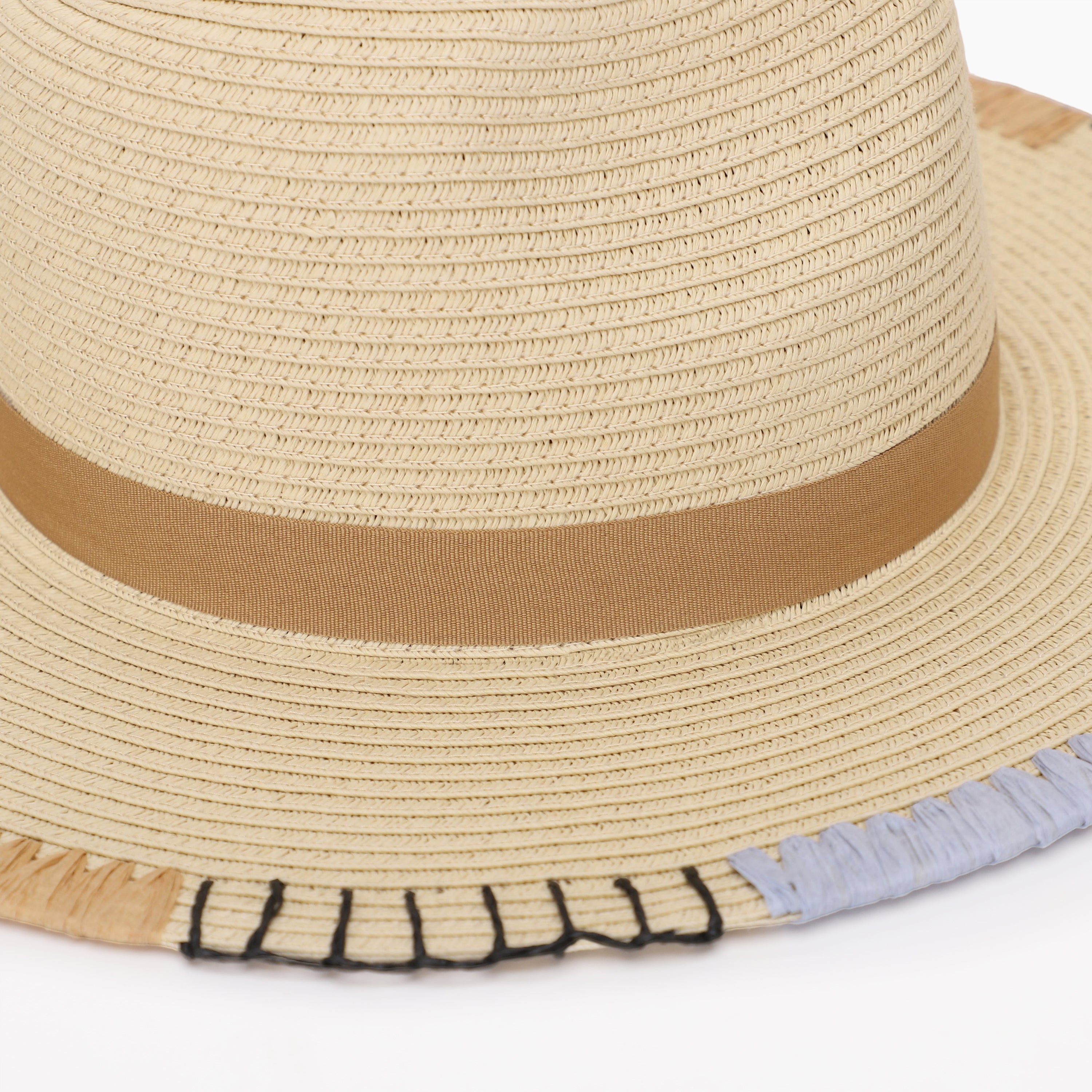 Wholesale Women’s Paper Straw Fedora Hat with Flat brim and UPF 50+ Sun Protection