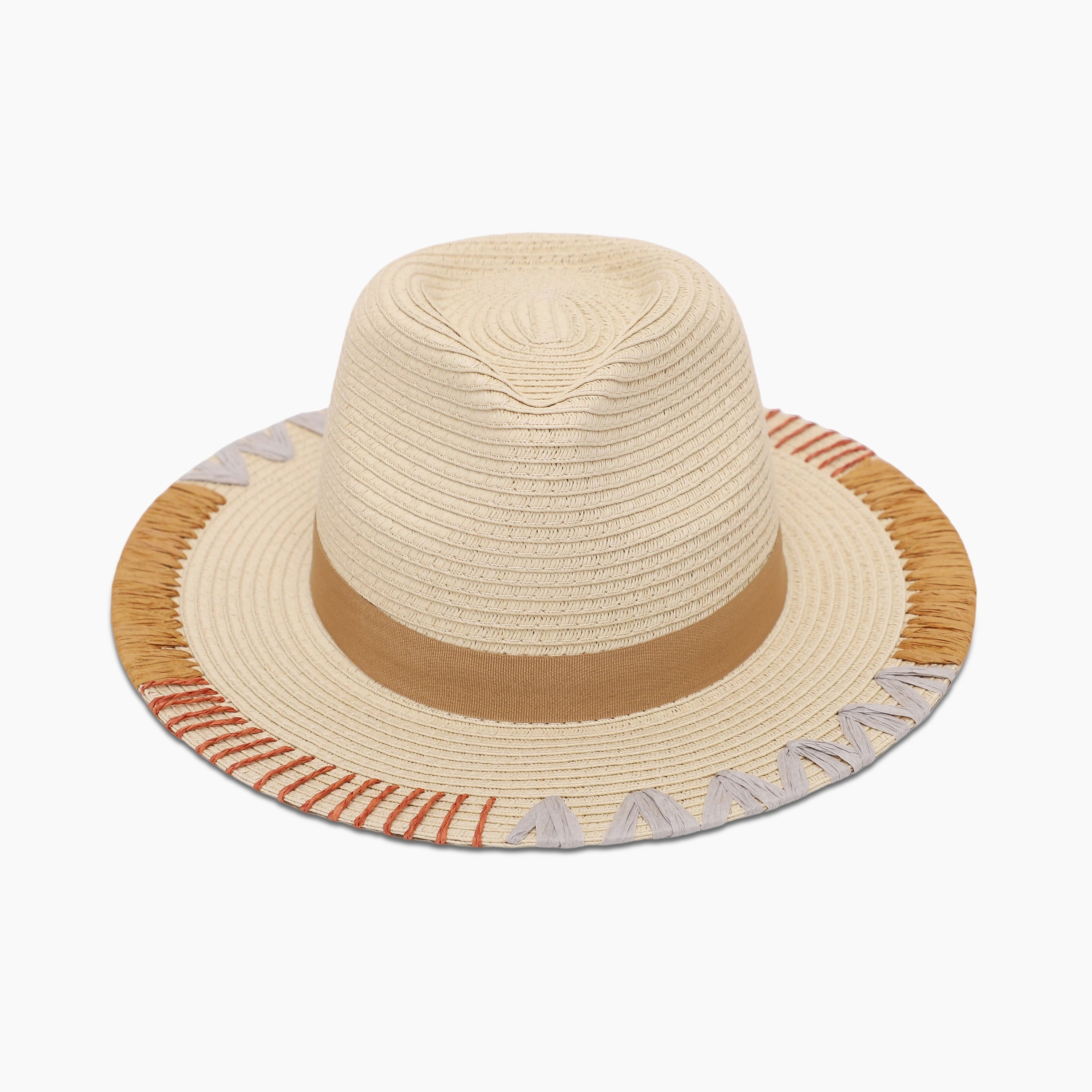 Women’s Paper Straw Fedora Hat with Wide Brim and UPF 50+ Sun Protection