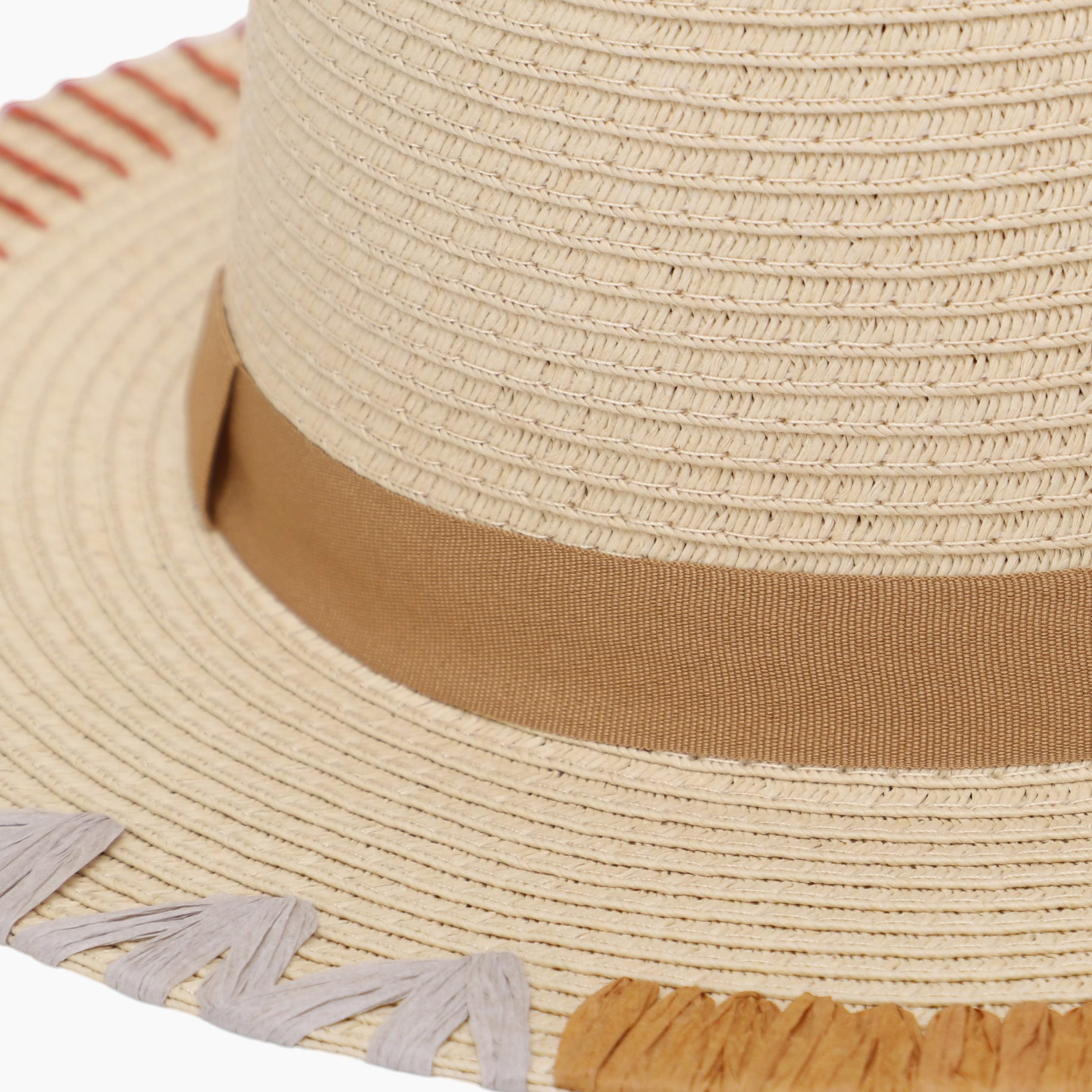 Wholesale Women’s Paper Straw Fedora Hat with Flat brim and UPF 50+ Sun Protection