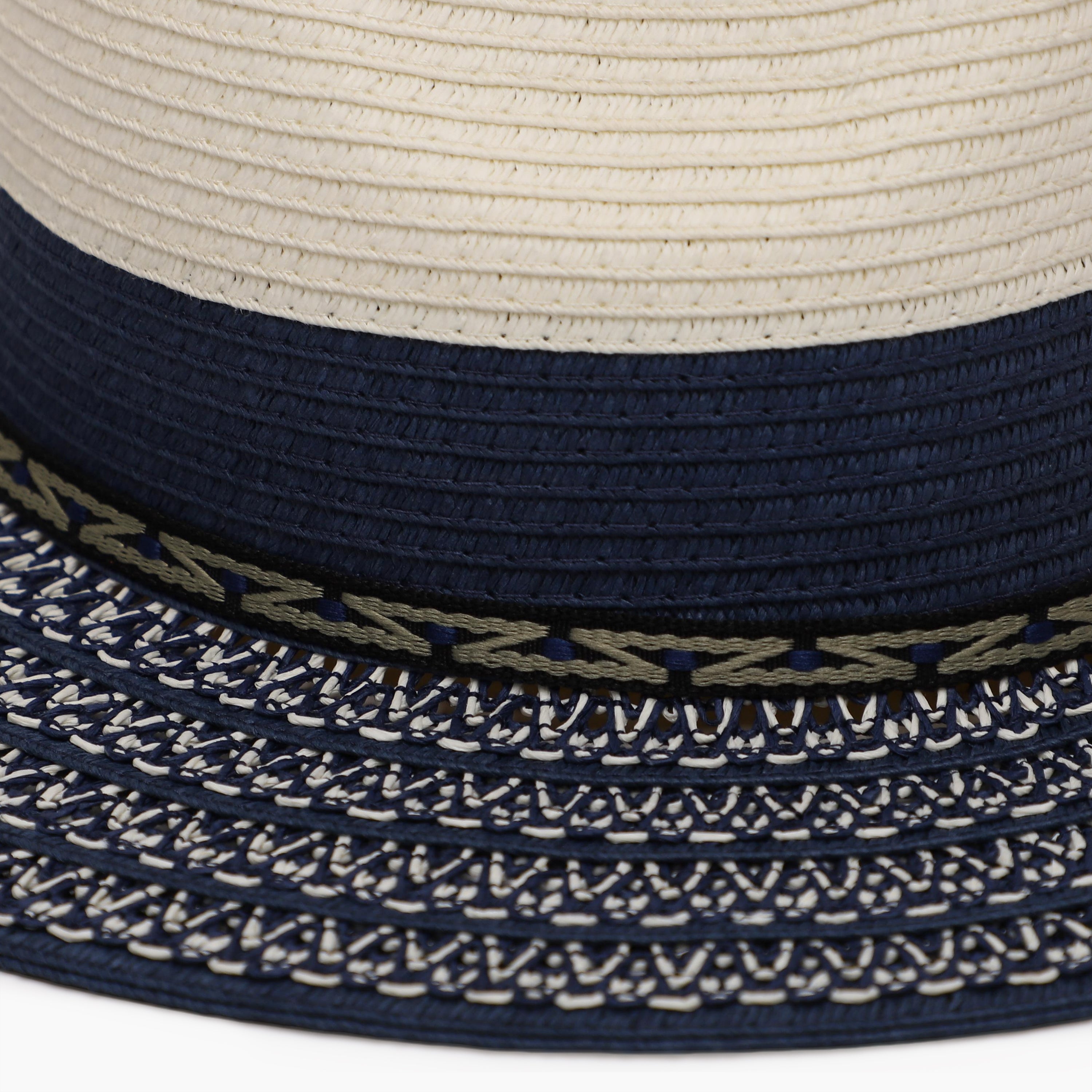 Unisex Paper Straw Fedora Hat with Wide Brim and UPF 50+ Sun Protection