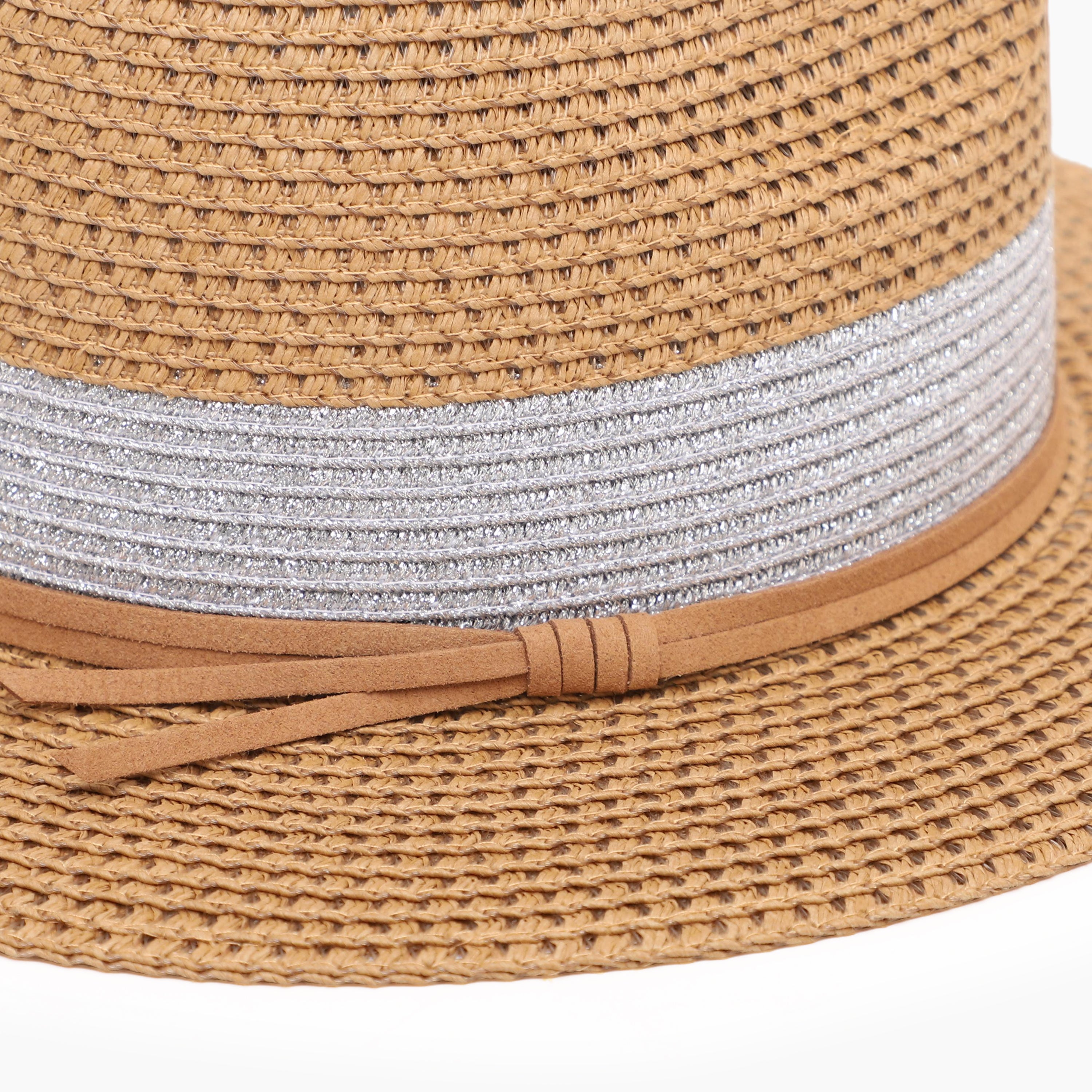Unisex Paper Straw Fedora Hat with Wide Brim and UPF 50+ Sun Protection
