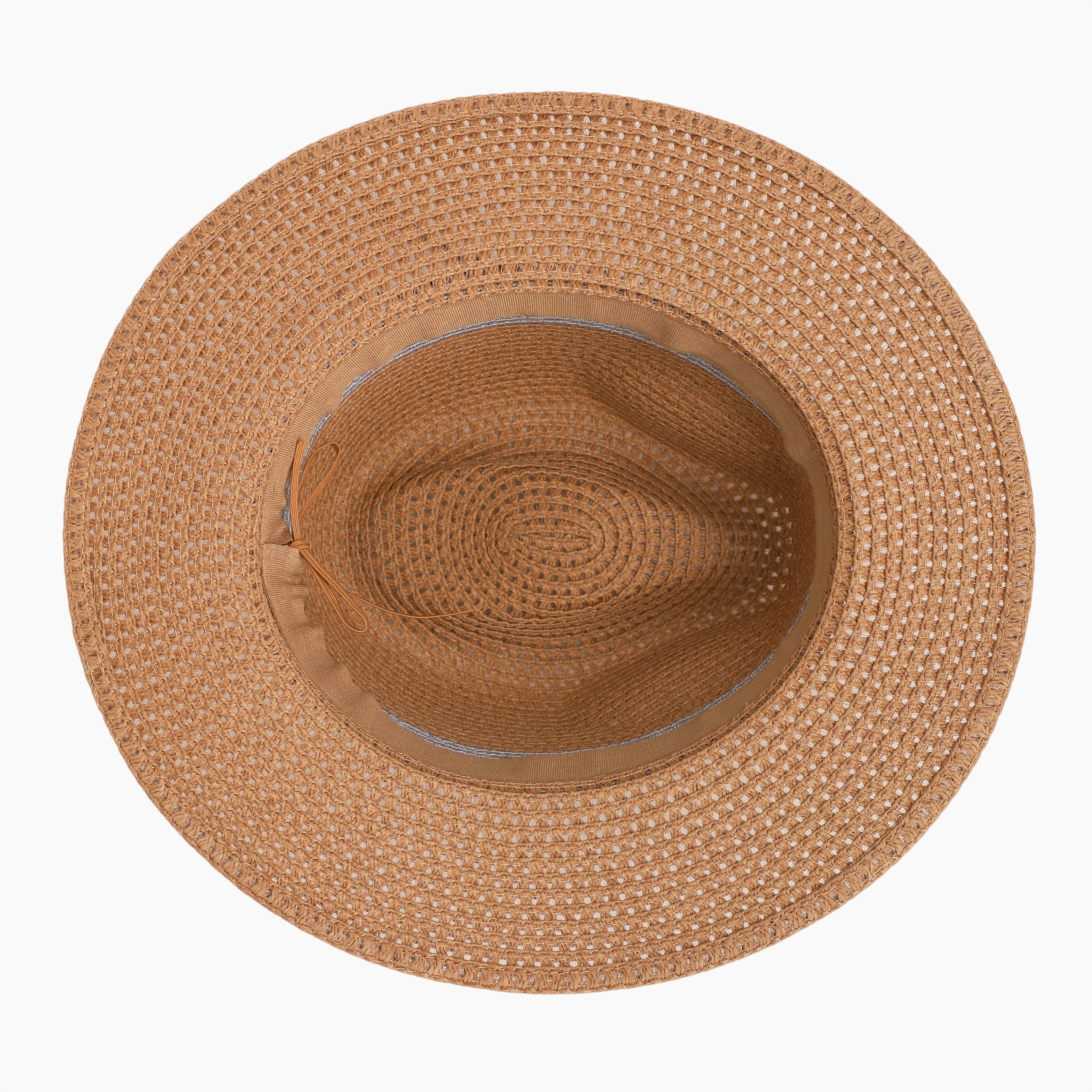 Unisex Paper Straw Fedora Hat with Wide Brim and UPF 50+ Sun Protection