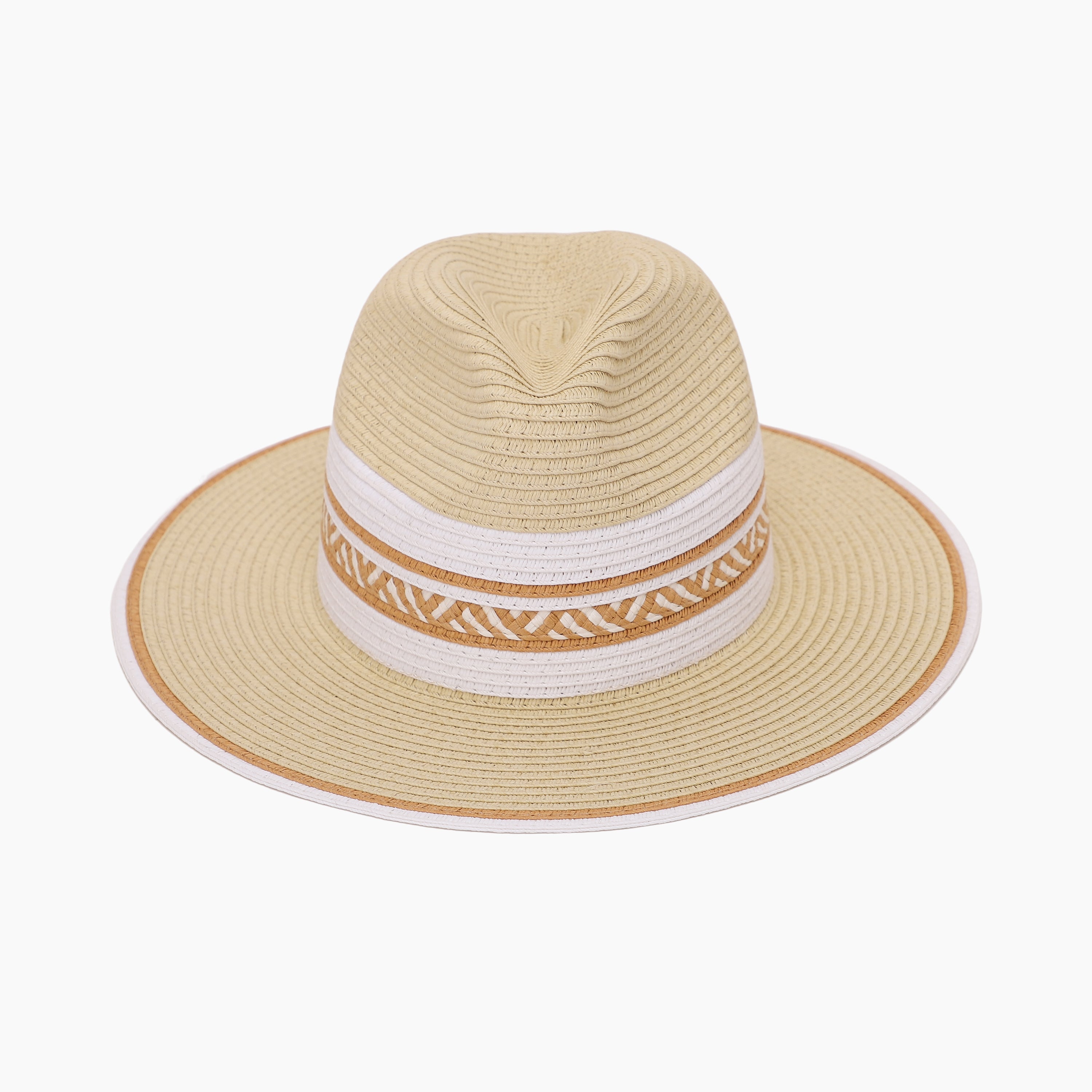 Women’s Paper Straw Fedora Hat with Wide Brim and UPF 50+ Sun Protection