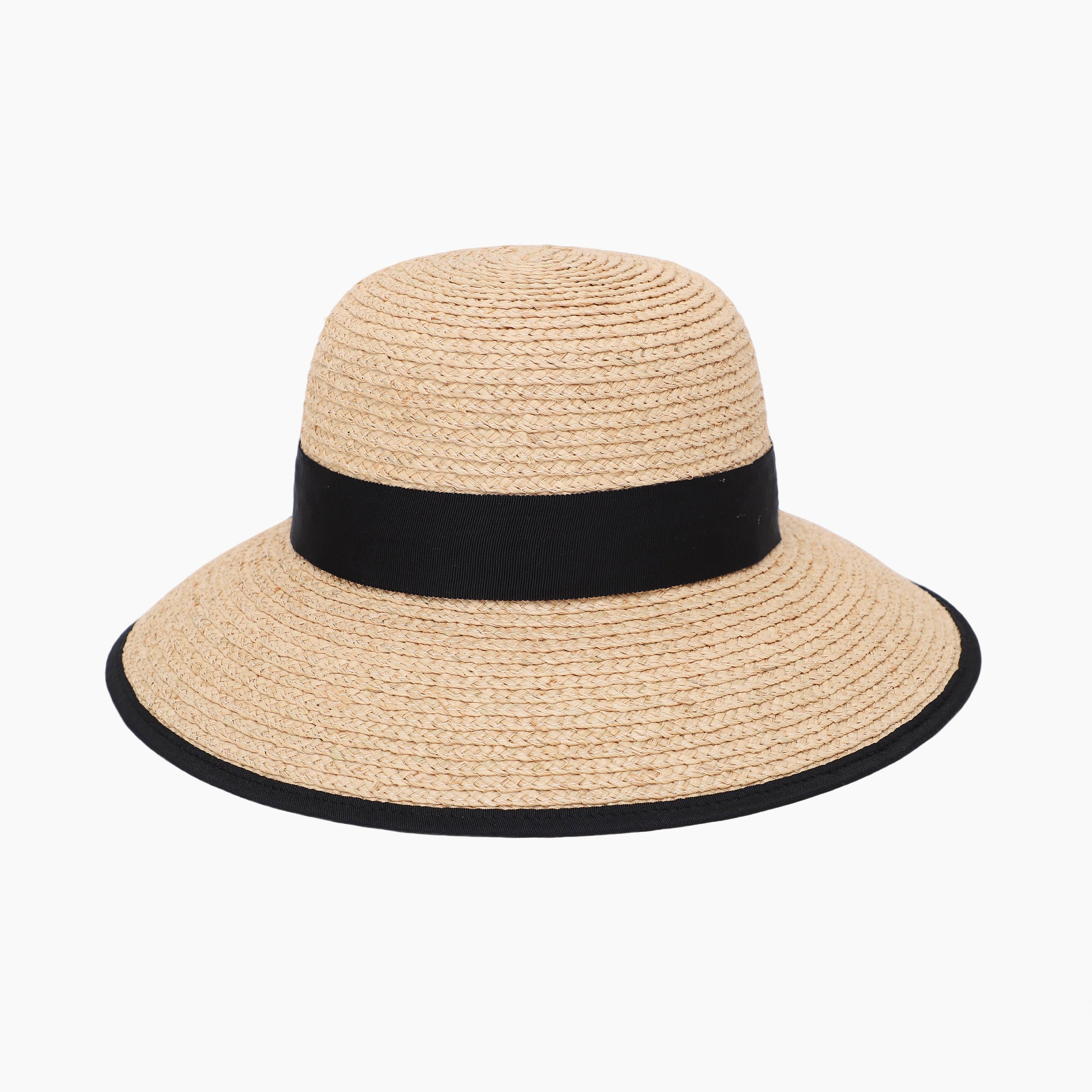Women’s Raffia Bucket Hat with Wide Brim and UPF 50+ Sun Protection