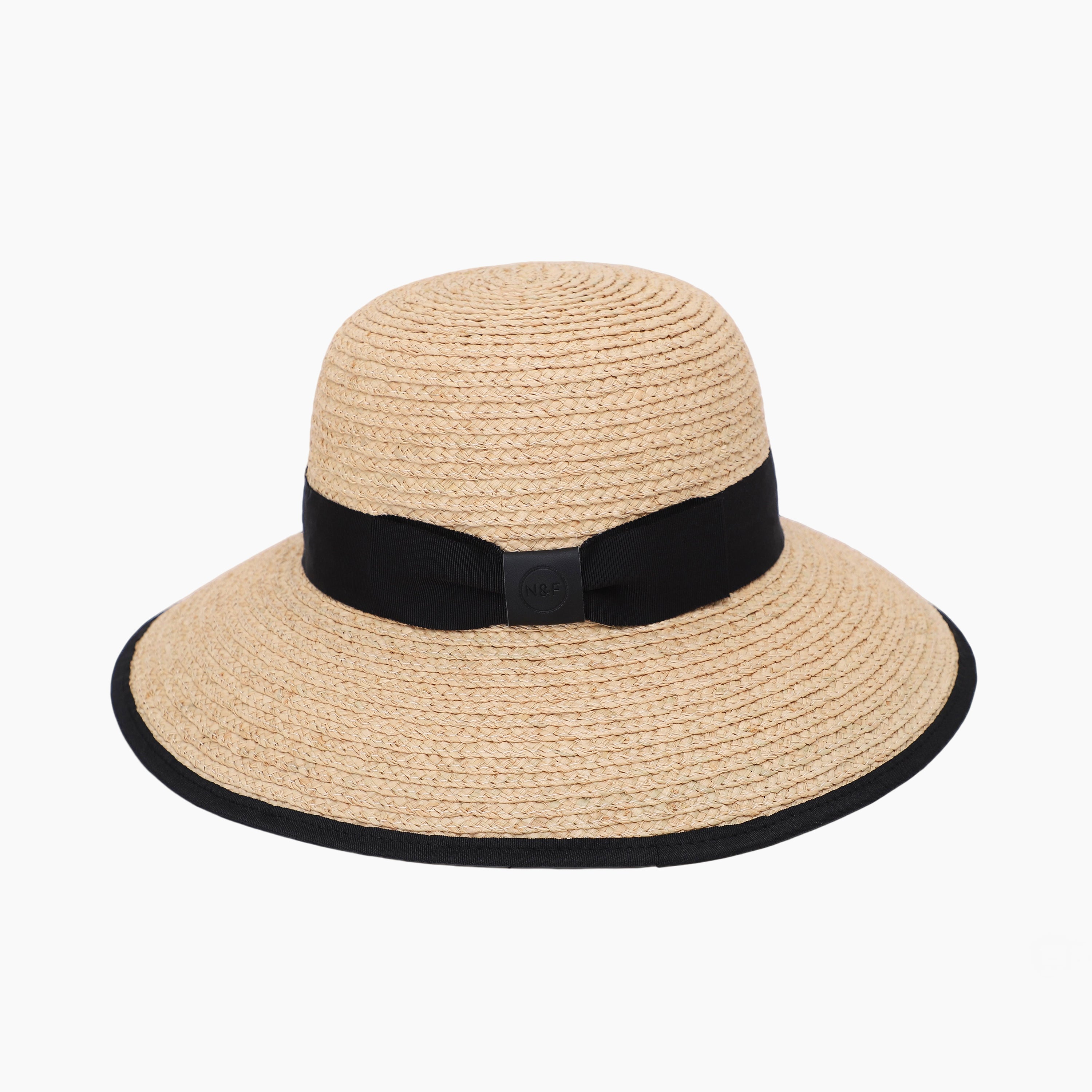 Women’s Raffia Bucket Hat with Wide Brim and UPF 50+ Sun Protection