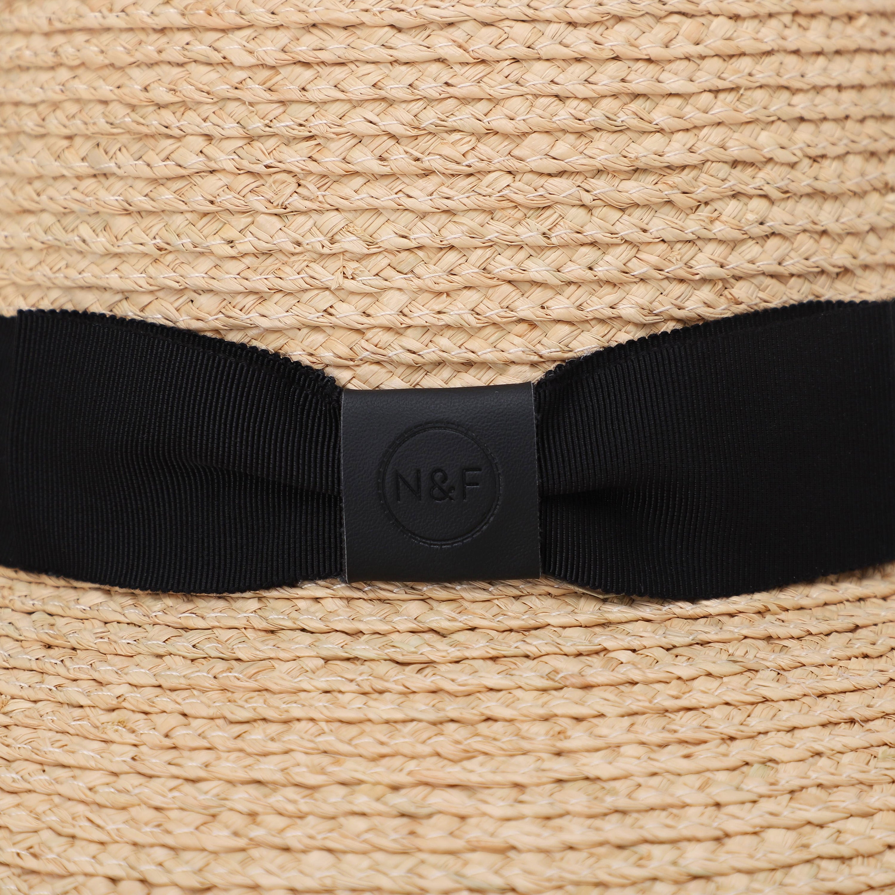 Women’s Raffia Bucket Hat with Wide Brim and UPF 50+ Sun Protection