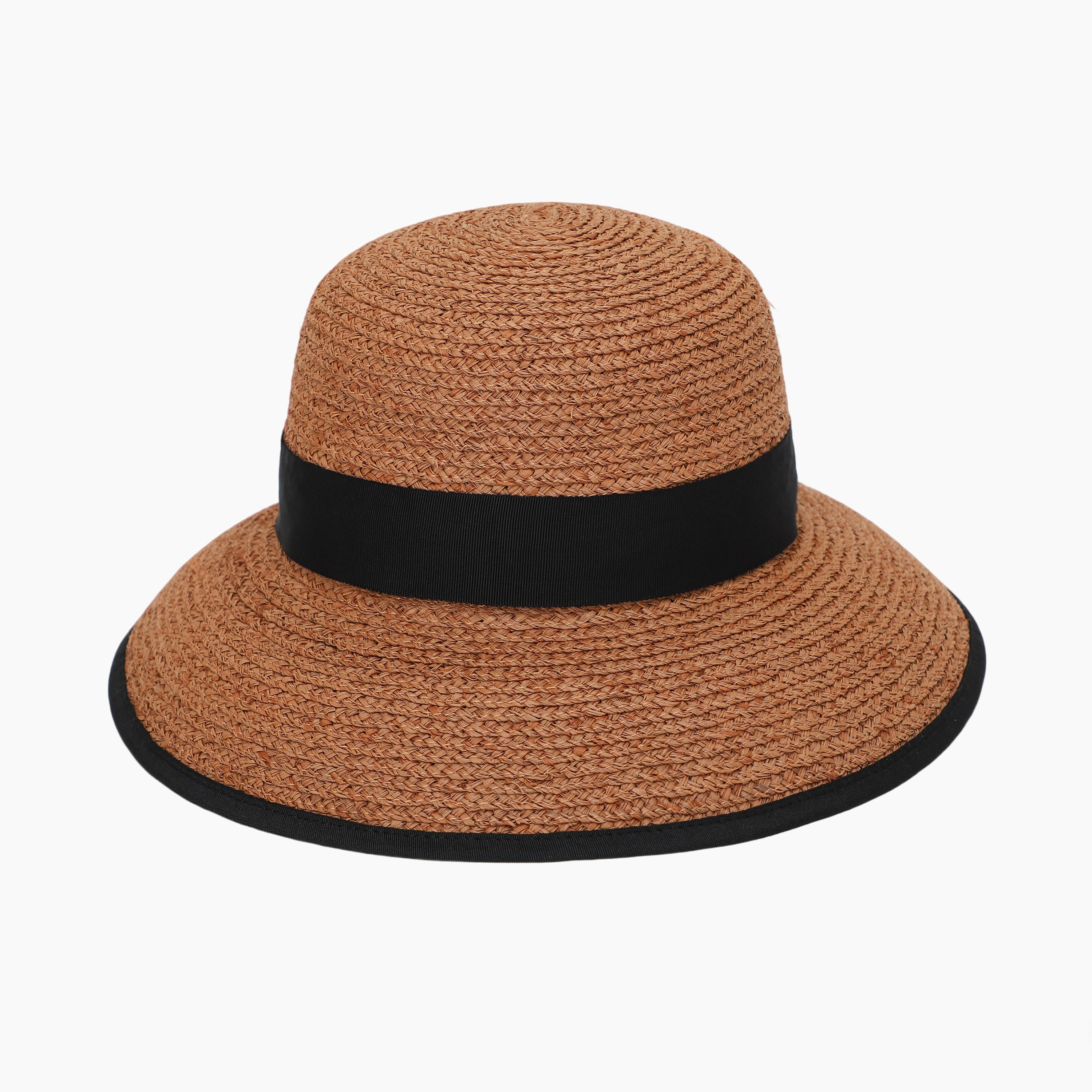 Women’s Raffia Bucket Hat with Wide Brim and UPF 50+ Sun Protection