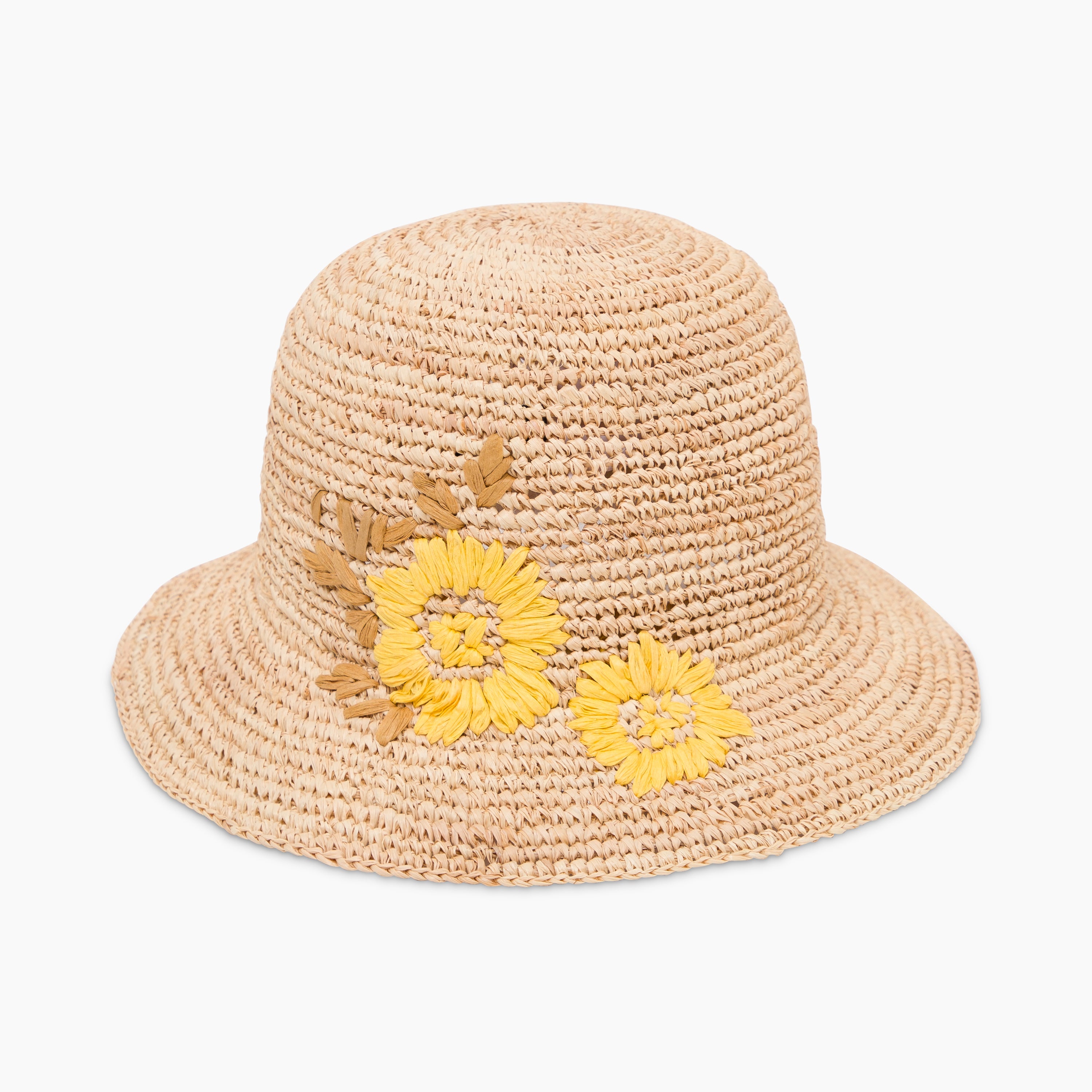 Women’s Raffia Bucket Hat with Wide Brim and UPF 50+ Sun Protection