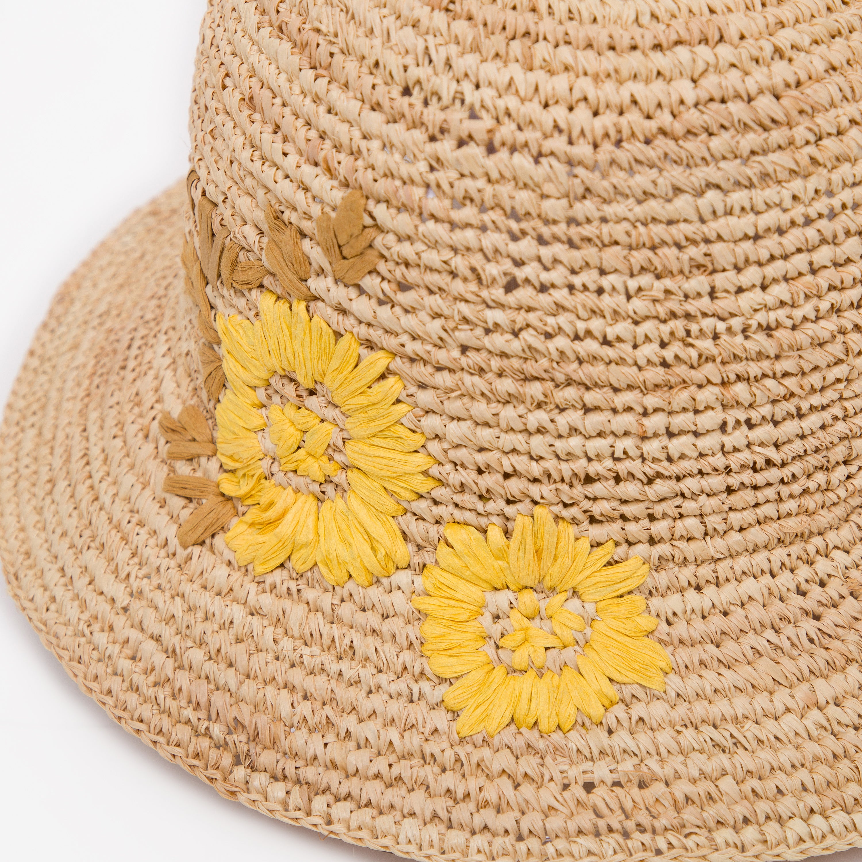 Women’s Raffia Bucket Hat with Wide Brim and UPF 50+ Sun Protection