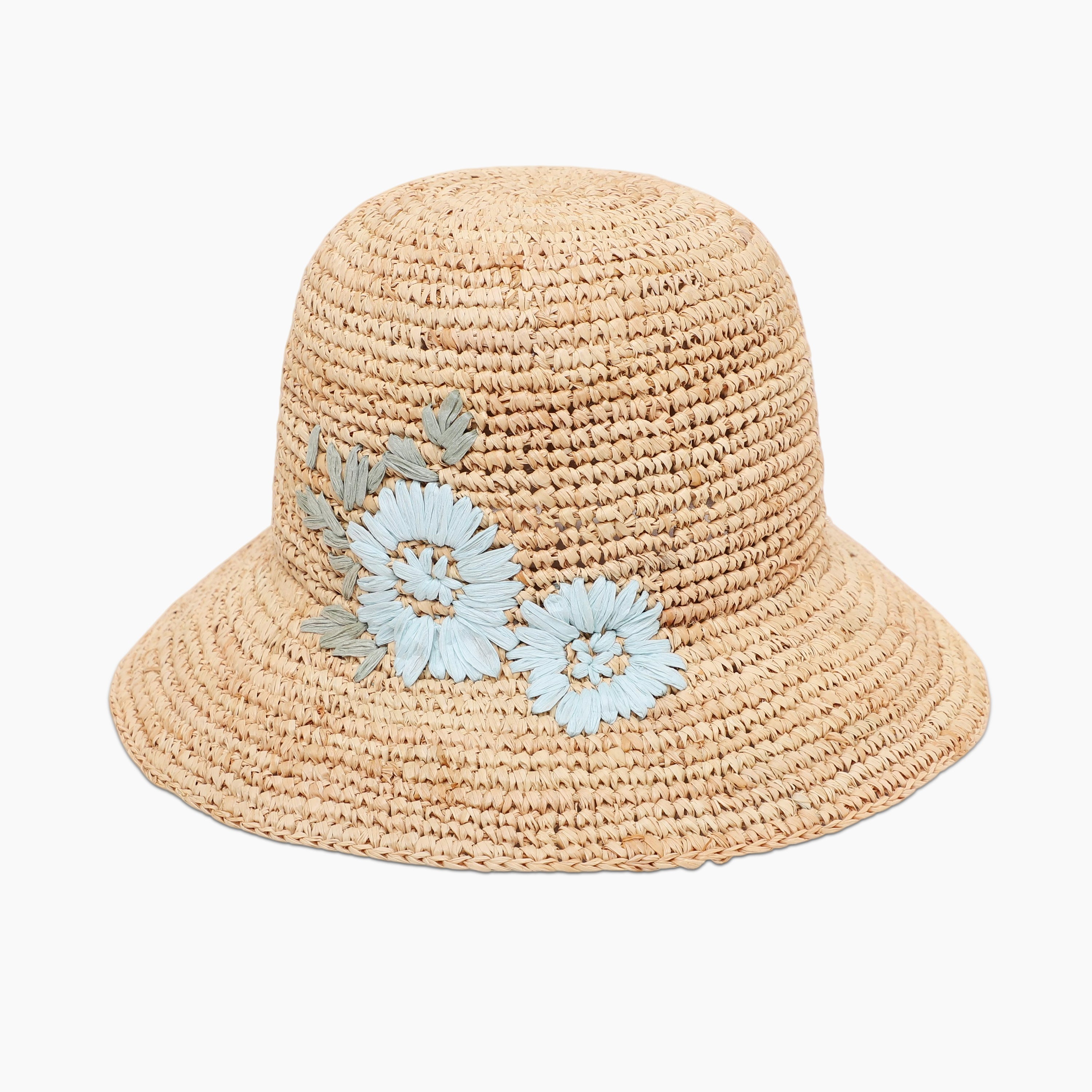 Women’s Raffia Bucket Hat with Wide Brim and UPF 50+ Sun Protection