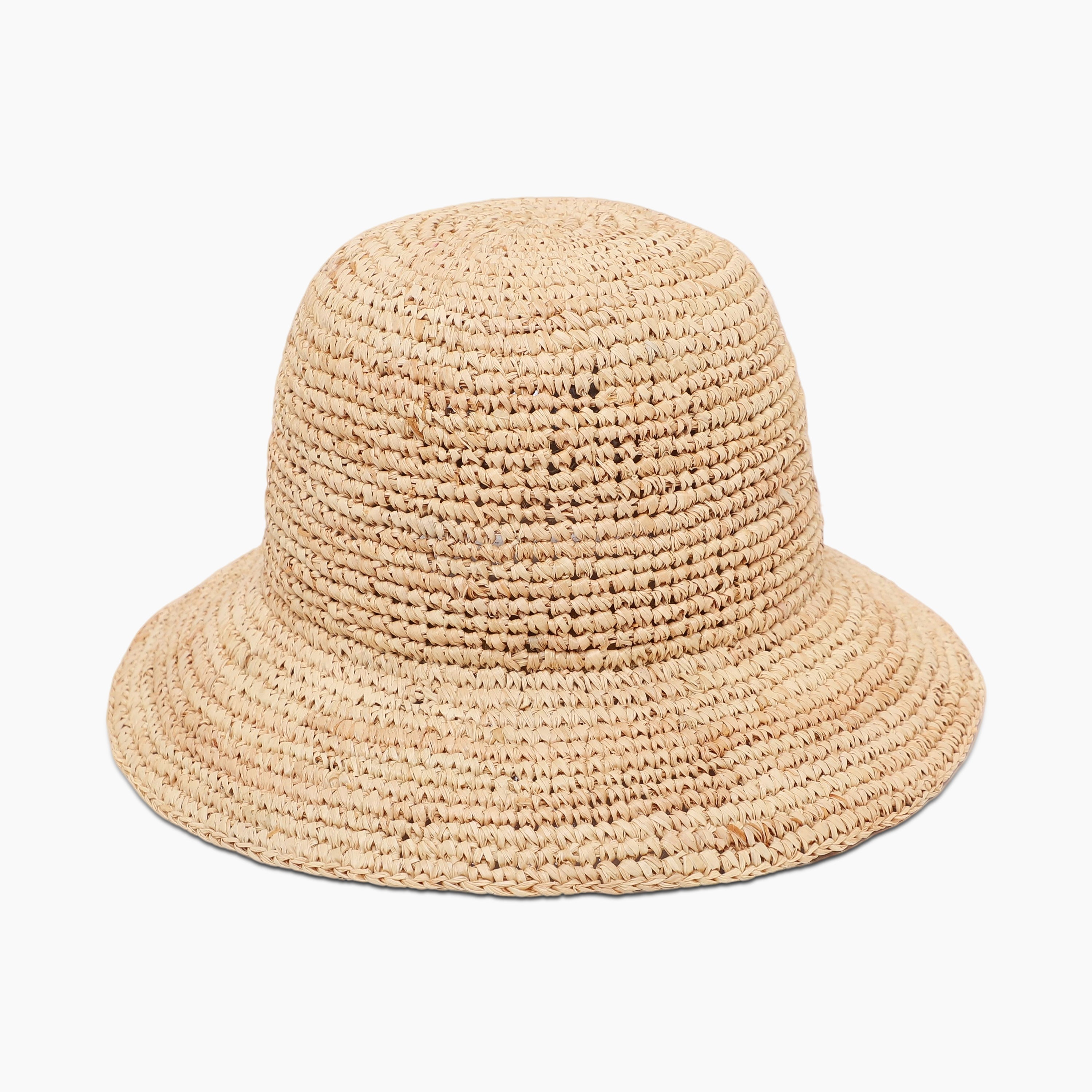 Women’s Raffia Bucket Hat with Wide Brim and UPF 50+ Sun Protection