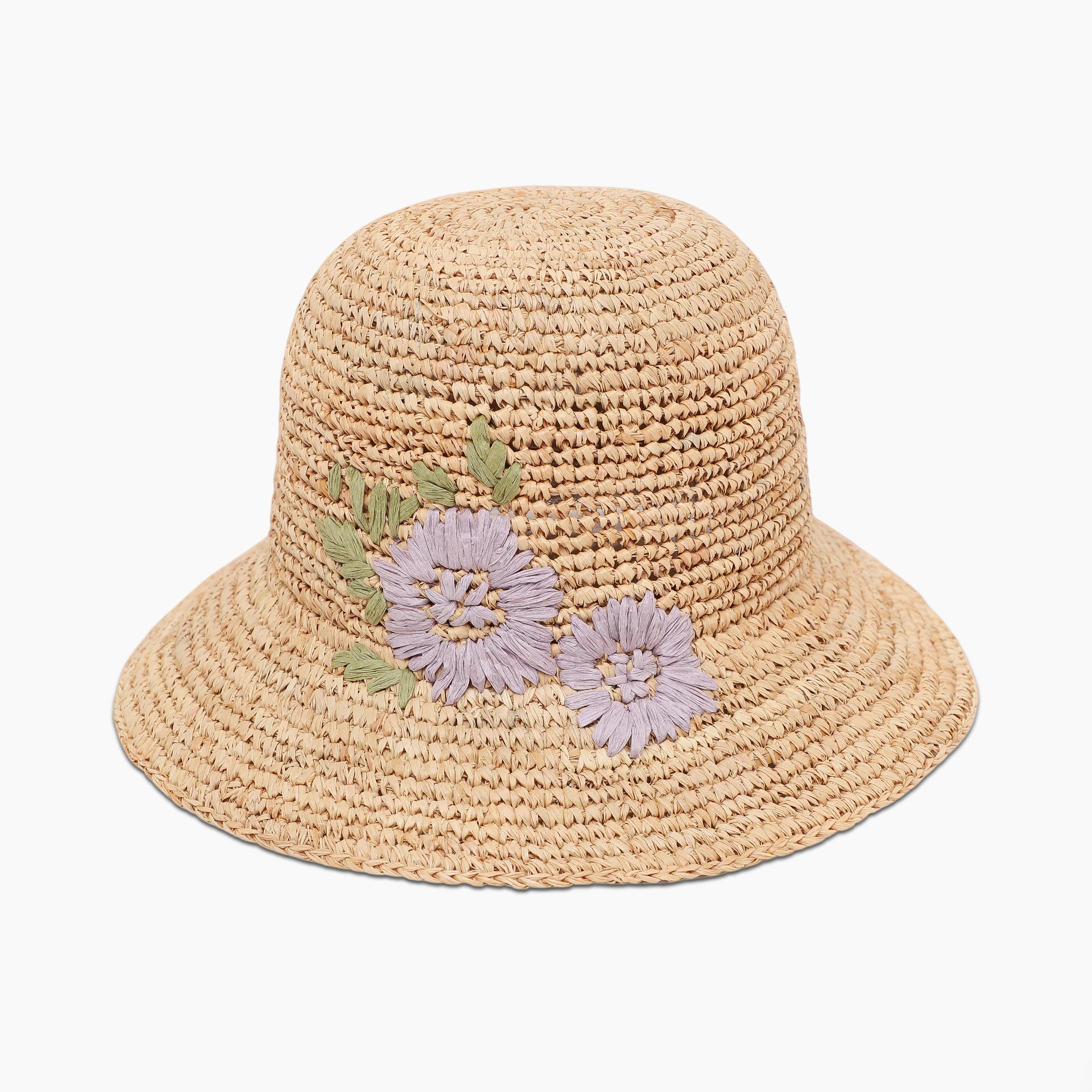 Women’s Raffia Bucket Hat with Wide Brim and UPF 50+ Sun Protection