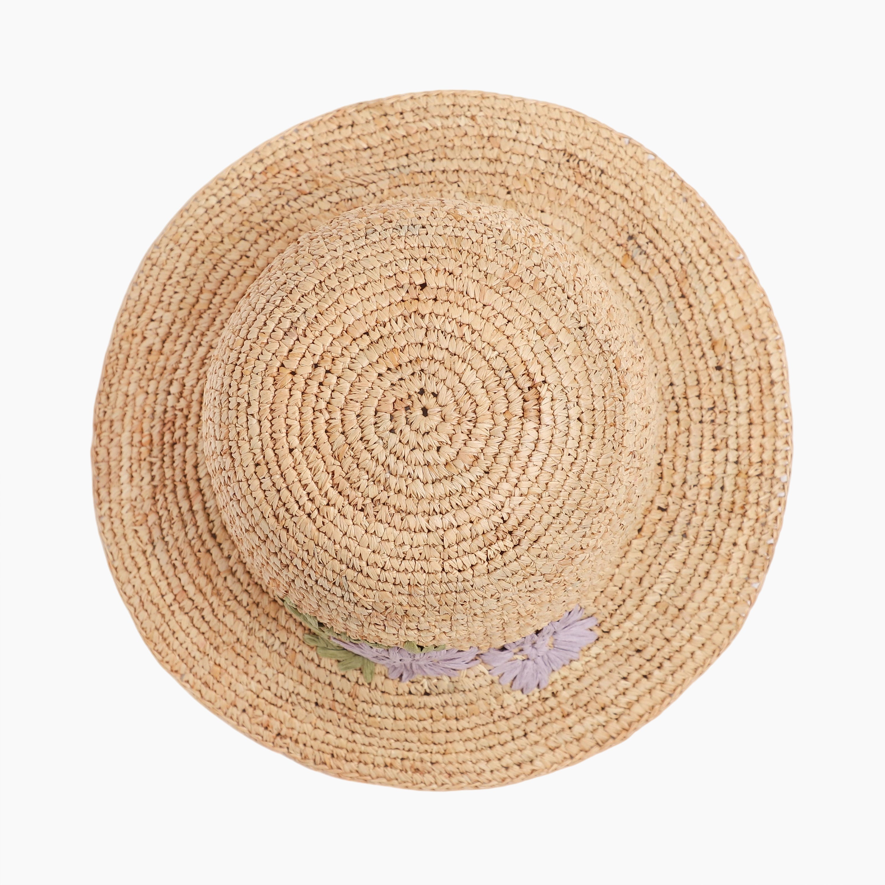 Women’s Raffia Bucket Hat with Wide Brim and UPF 50+ Sun Protection