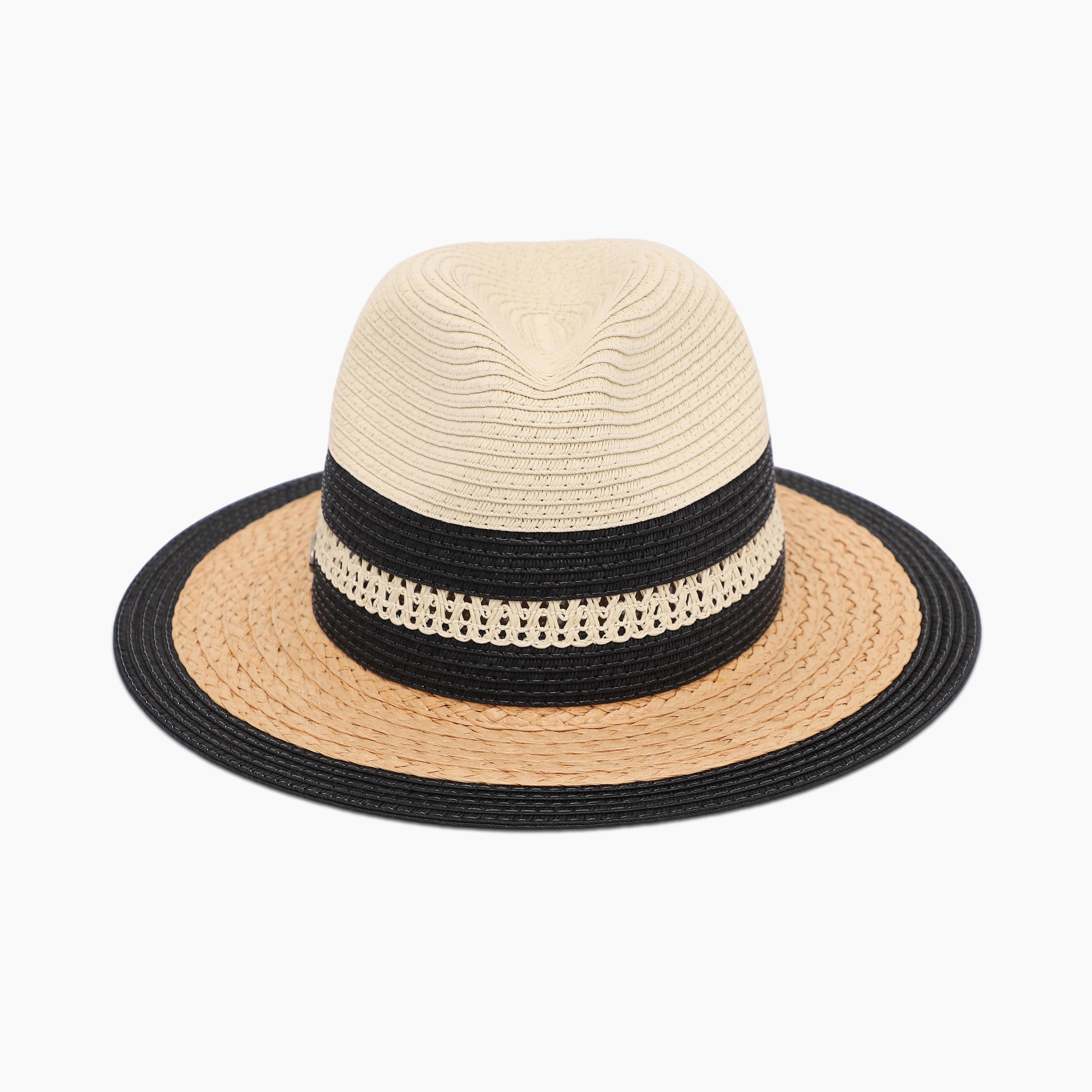 Unisex Paper Straw Fedora Hat with Wide Brim and UPF 50+ Sun Protection