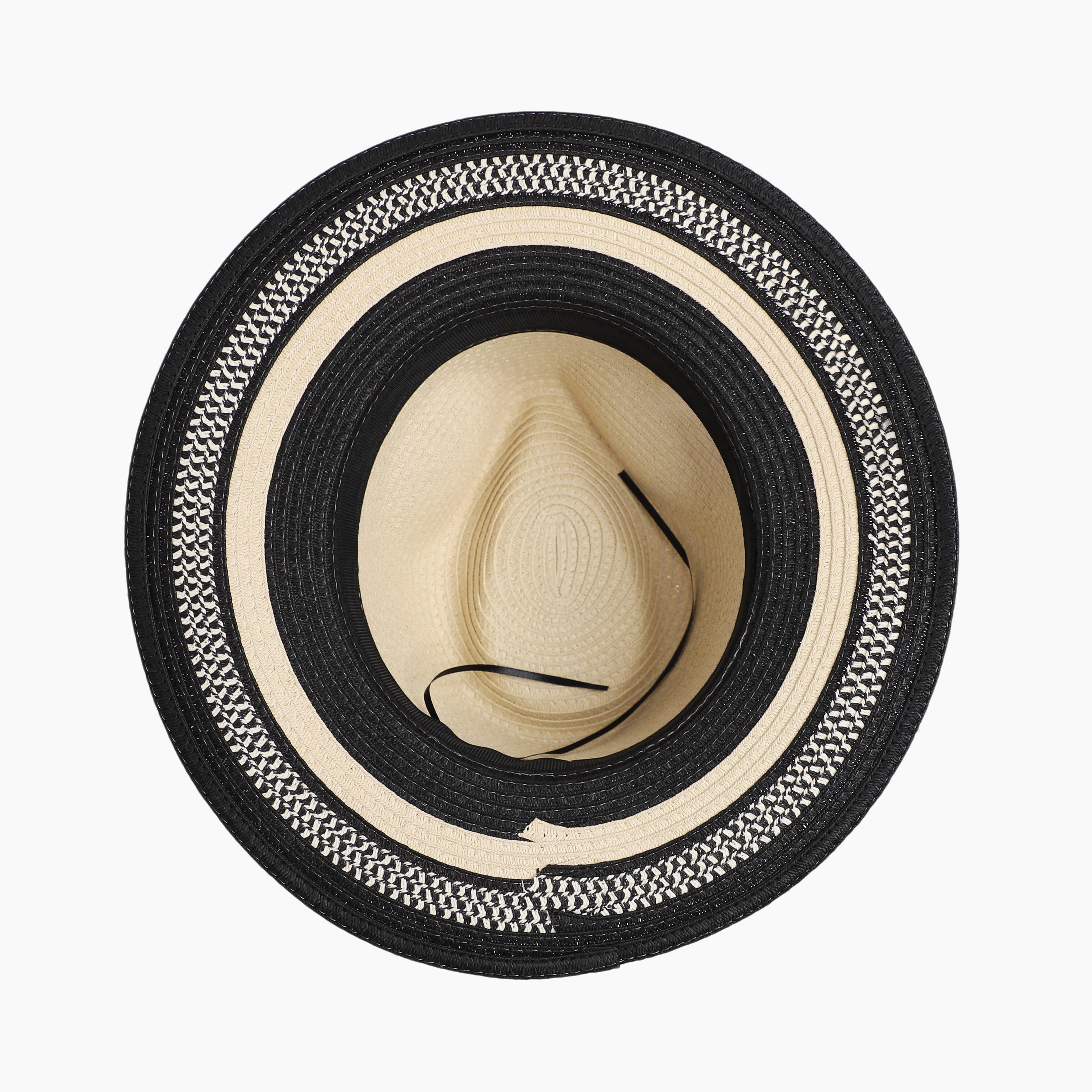 Unisex Paper Straw Fedora Hat with Wide Brim and UPF 50+ Sun Protection