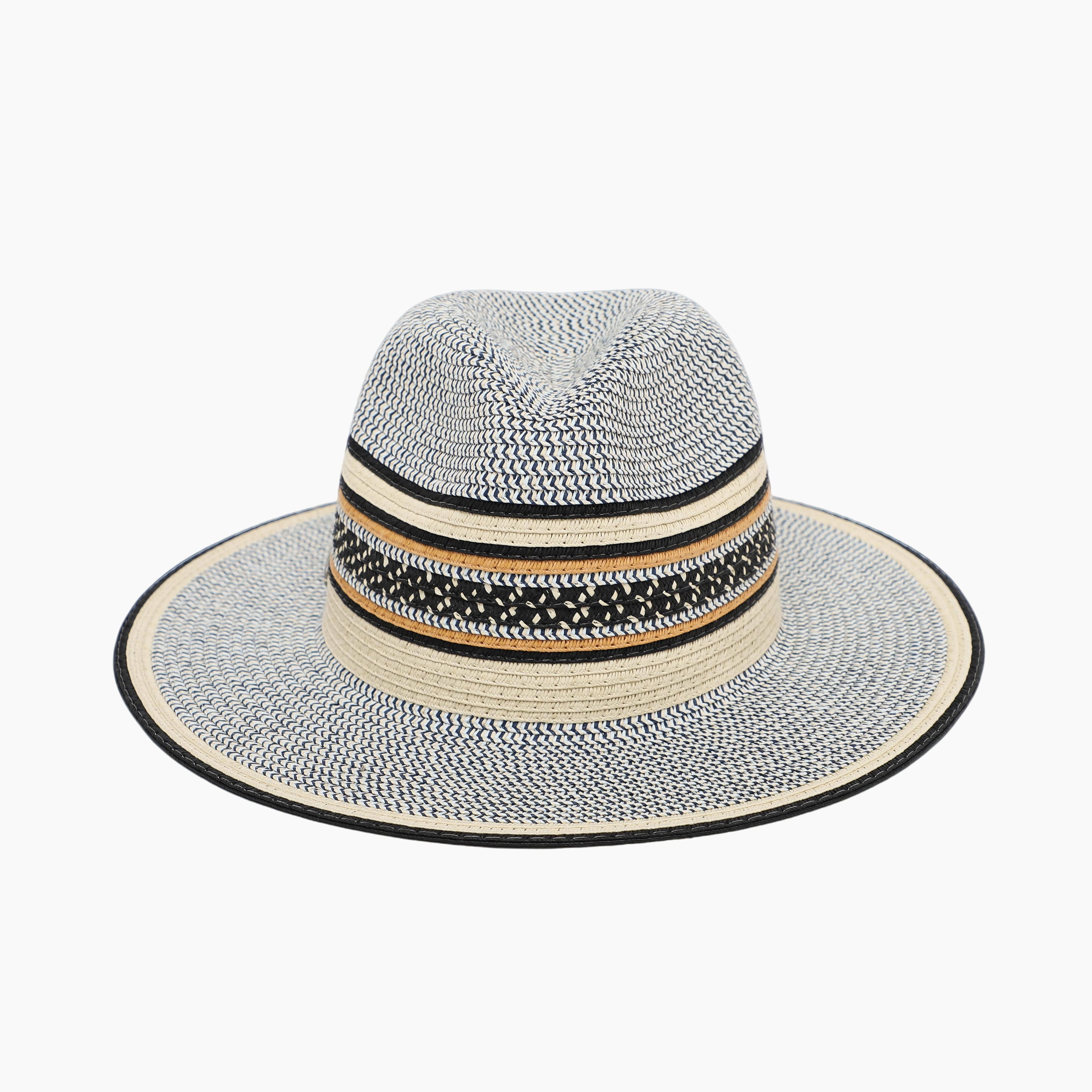 Unisex Paper Straw Fedora Hat with Wide Brim and UPF 50+ Sun Protection