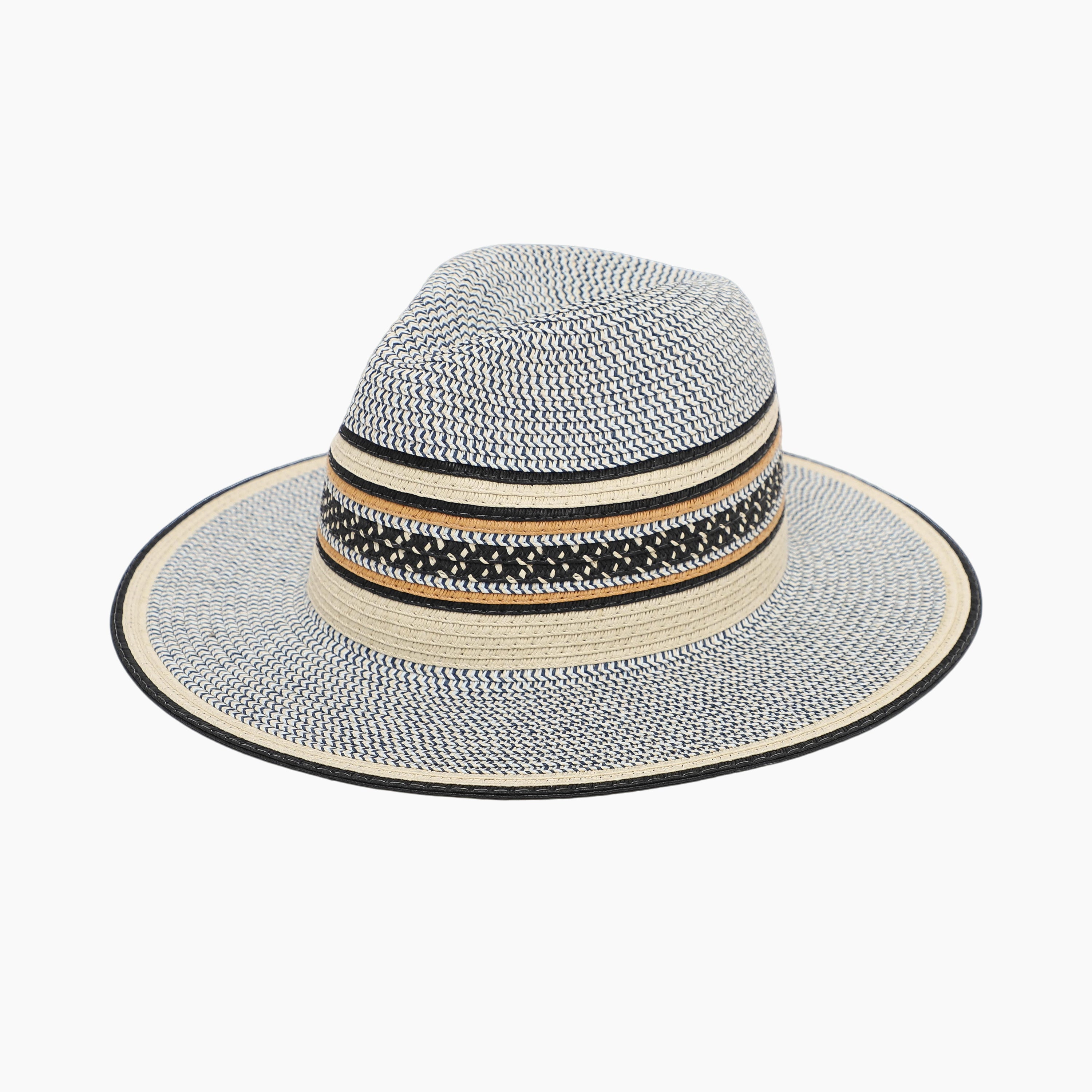Unisex Paper Straw Fedora Hat with Wide Brim and UPF 50+ Sun Protection