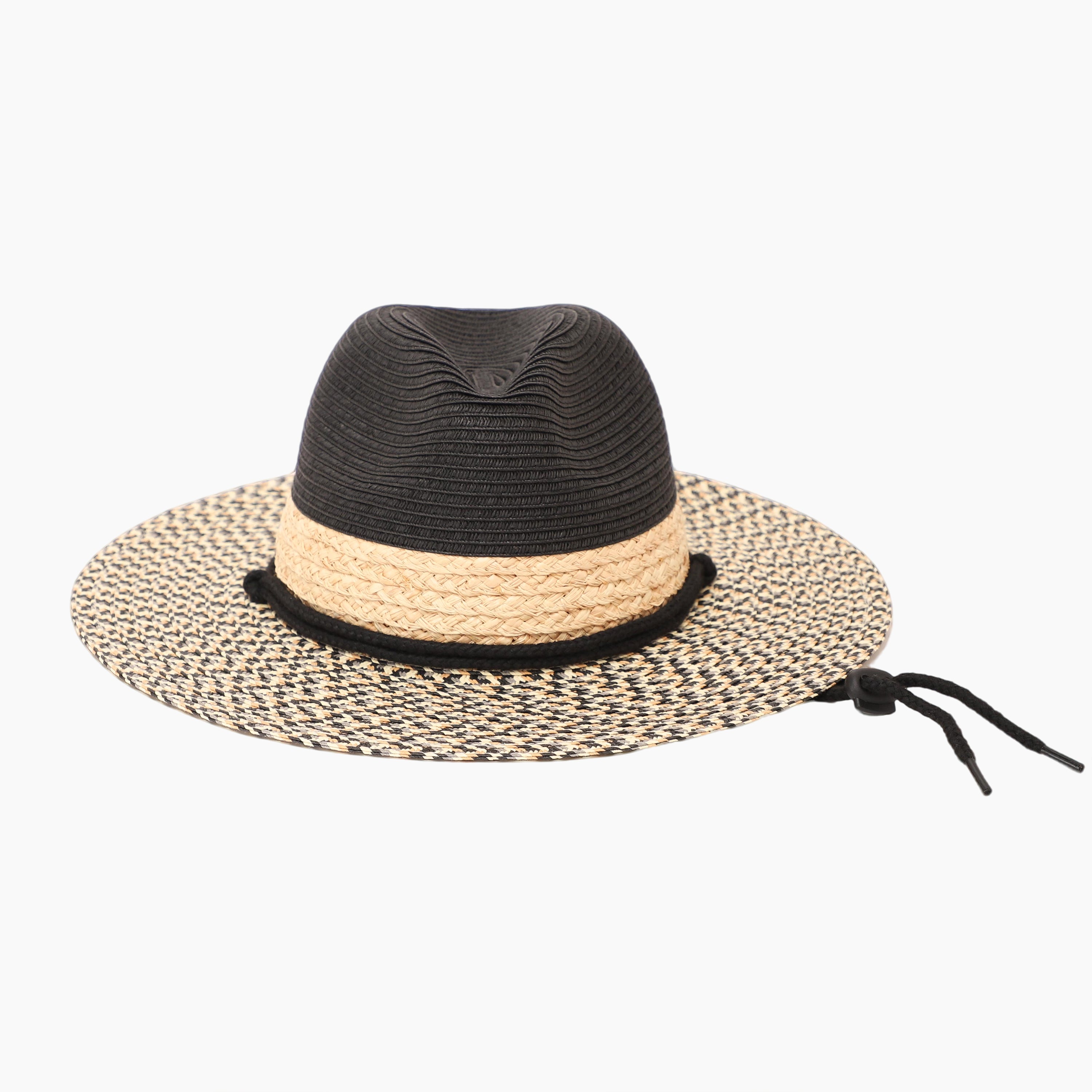 Unisex Paper Straw Fedora Hat with Wide Brim and UPF 50+ Sun Protection