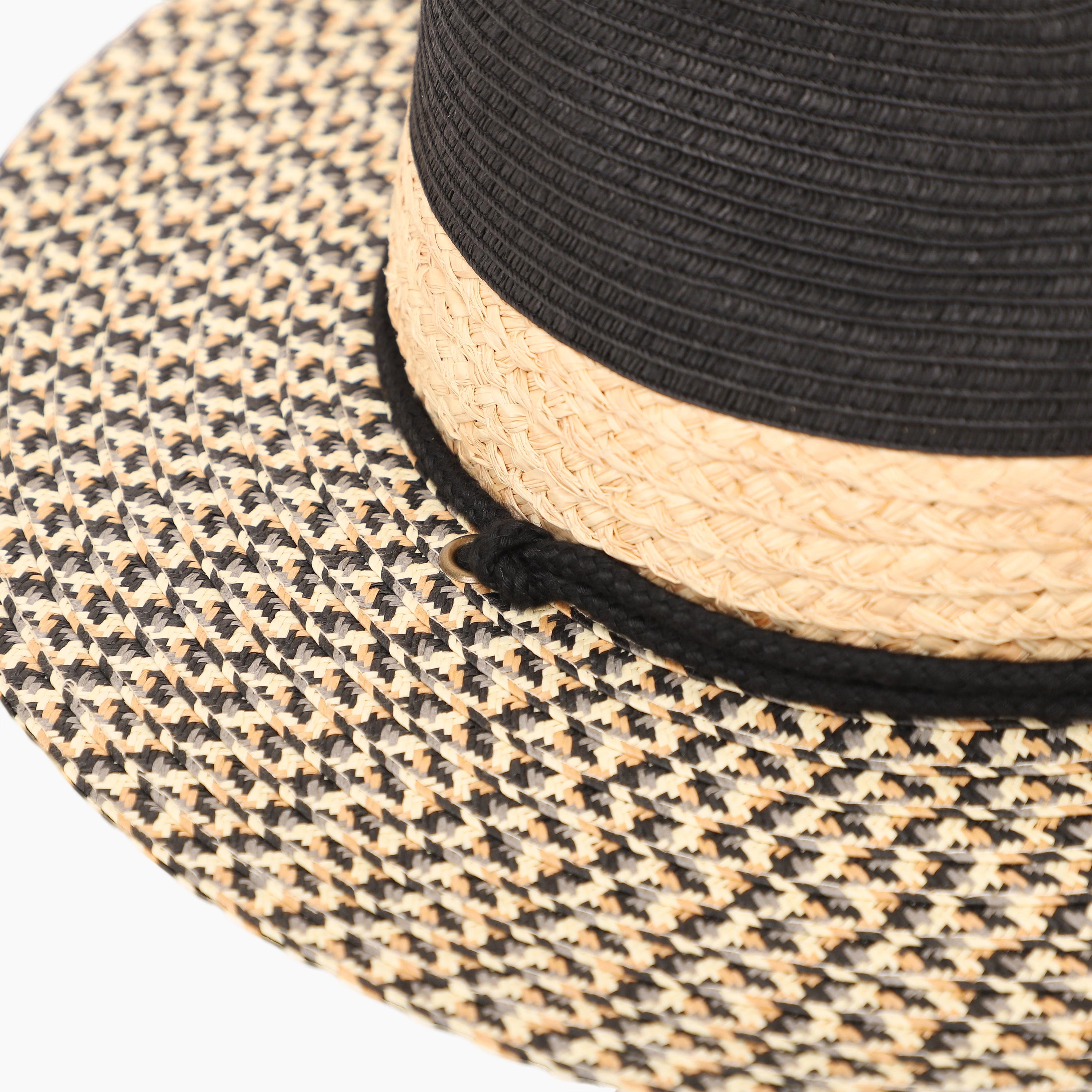 Unisex Paper Straw Fedora Hat with Wide Brim and UPF 50+ Sun Protection
