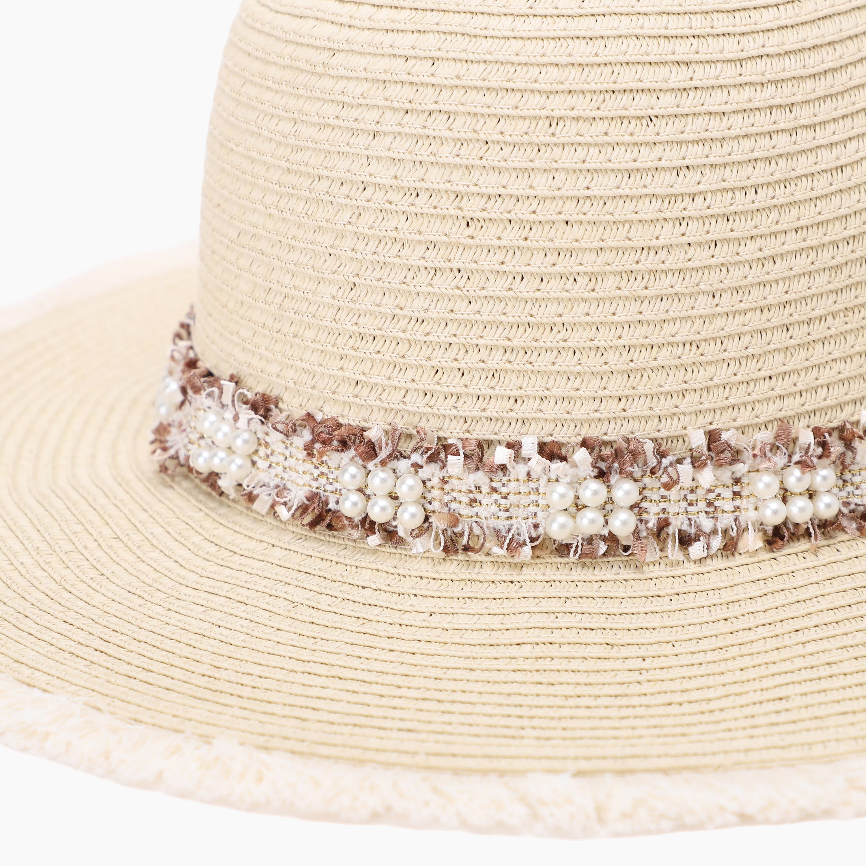Women’s Paper Straw Fedora Hat with Wide Brim and UPF 50+ Sun Protection