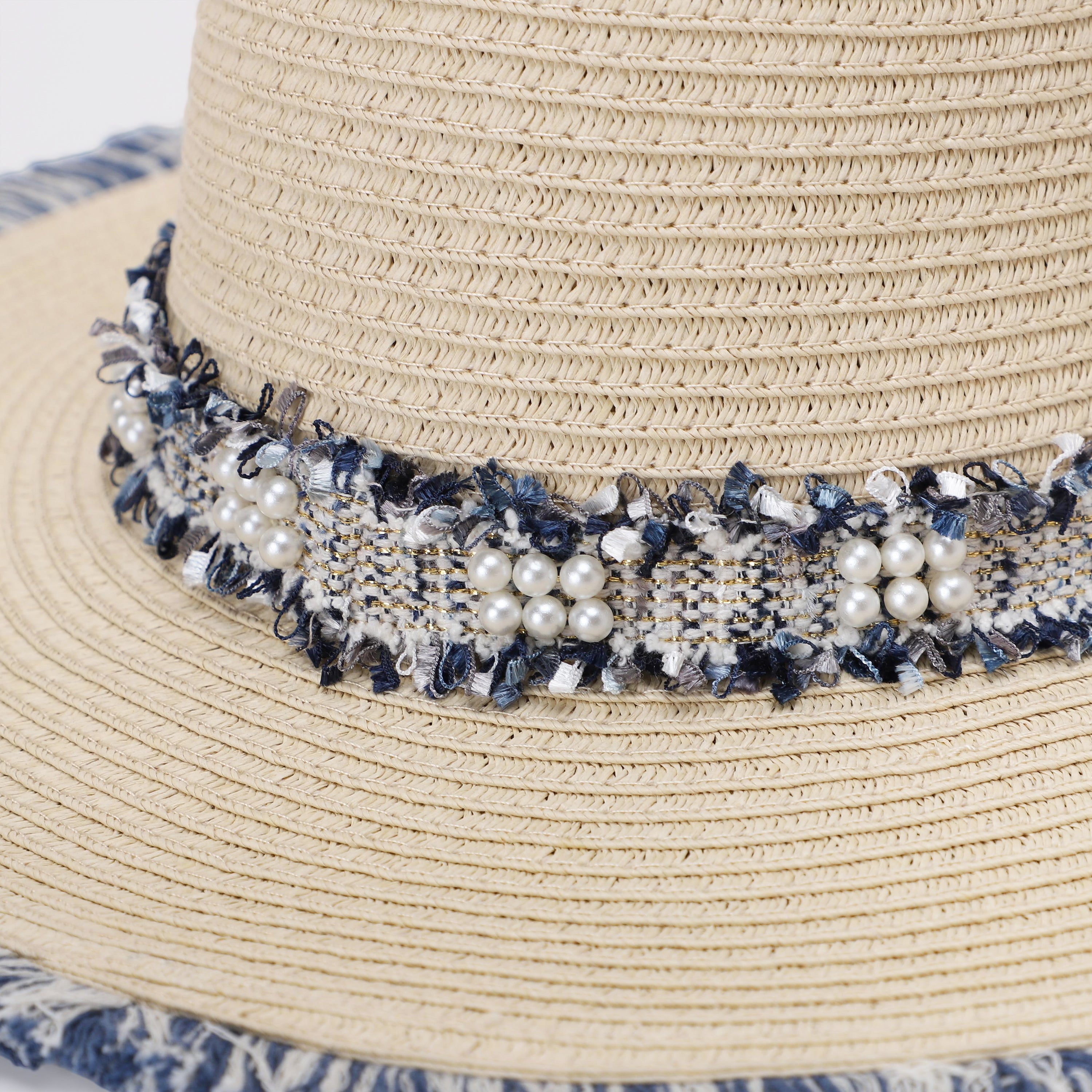 Women’s Paper Straw Fedora Hat with Wide Brim and UPF 50+ Sun Protection