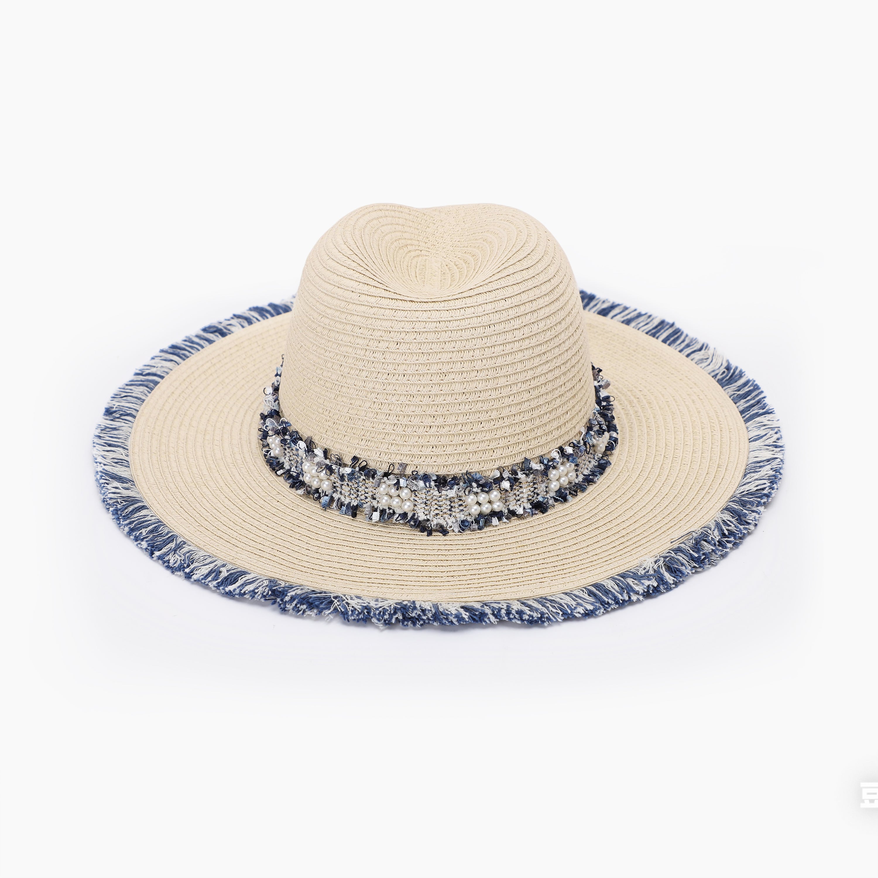 Women’s Paper Straw Fedora Hat with Wide Brim and UPF 50+ Sun Protection