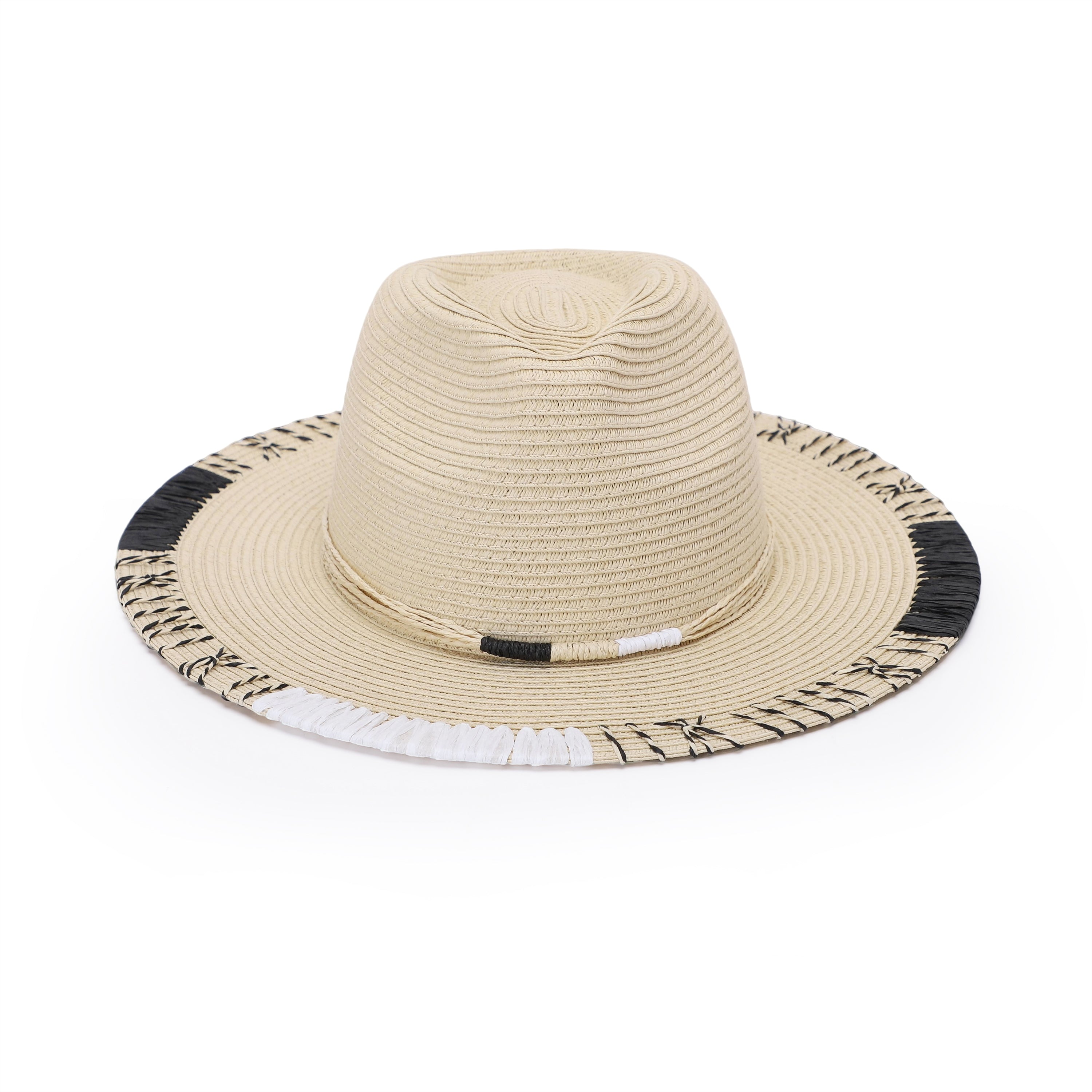 Unisex Paper Straw Fedora Hat with Wide Brim and UPF 50+ Sun Protection