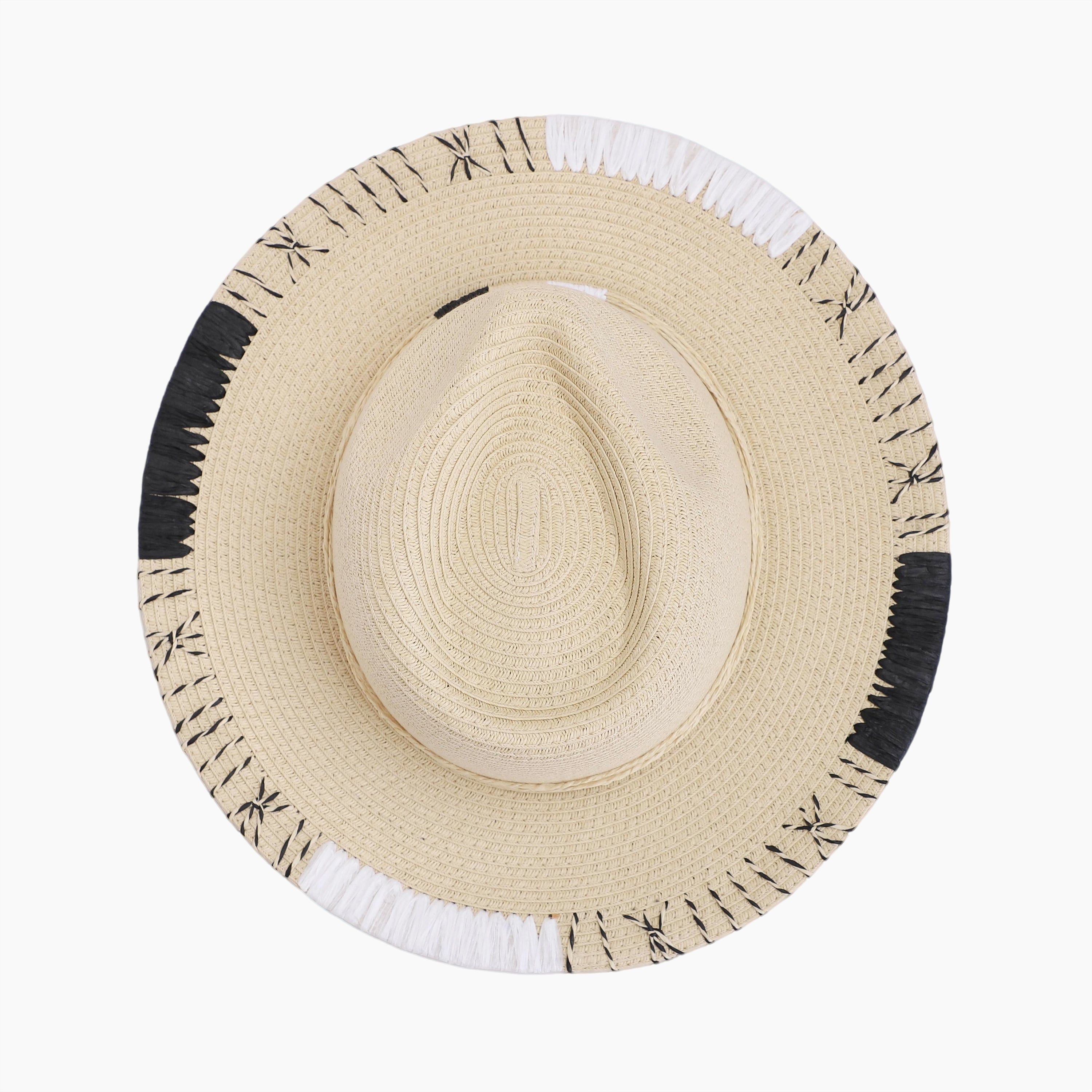 Unisex Paper Straw Fedora Hat with Wide Brim and UPF 50+ Sun Protection