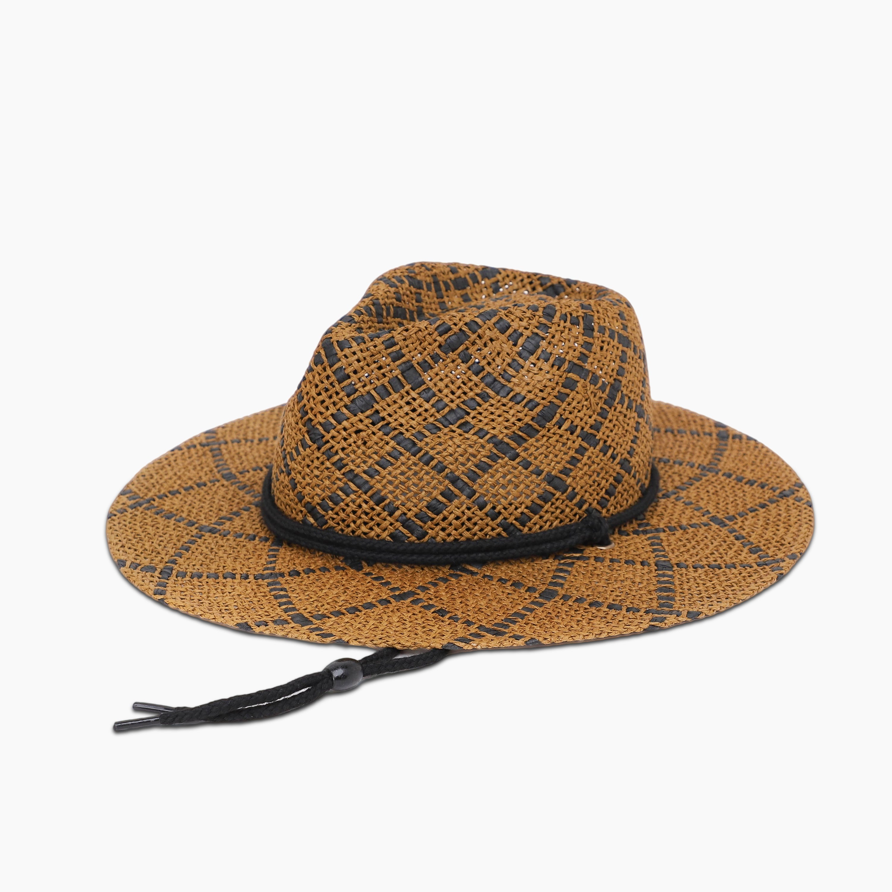 Unisex Paper Straw Fedora Hat with Wide Brim and UPF 50+ Sun Protection