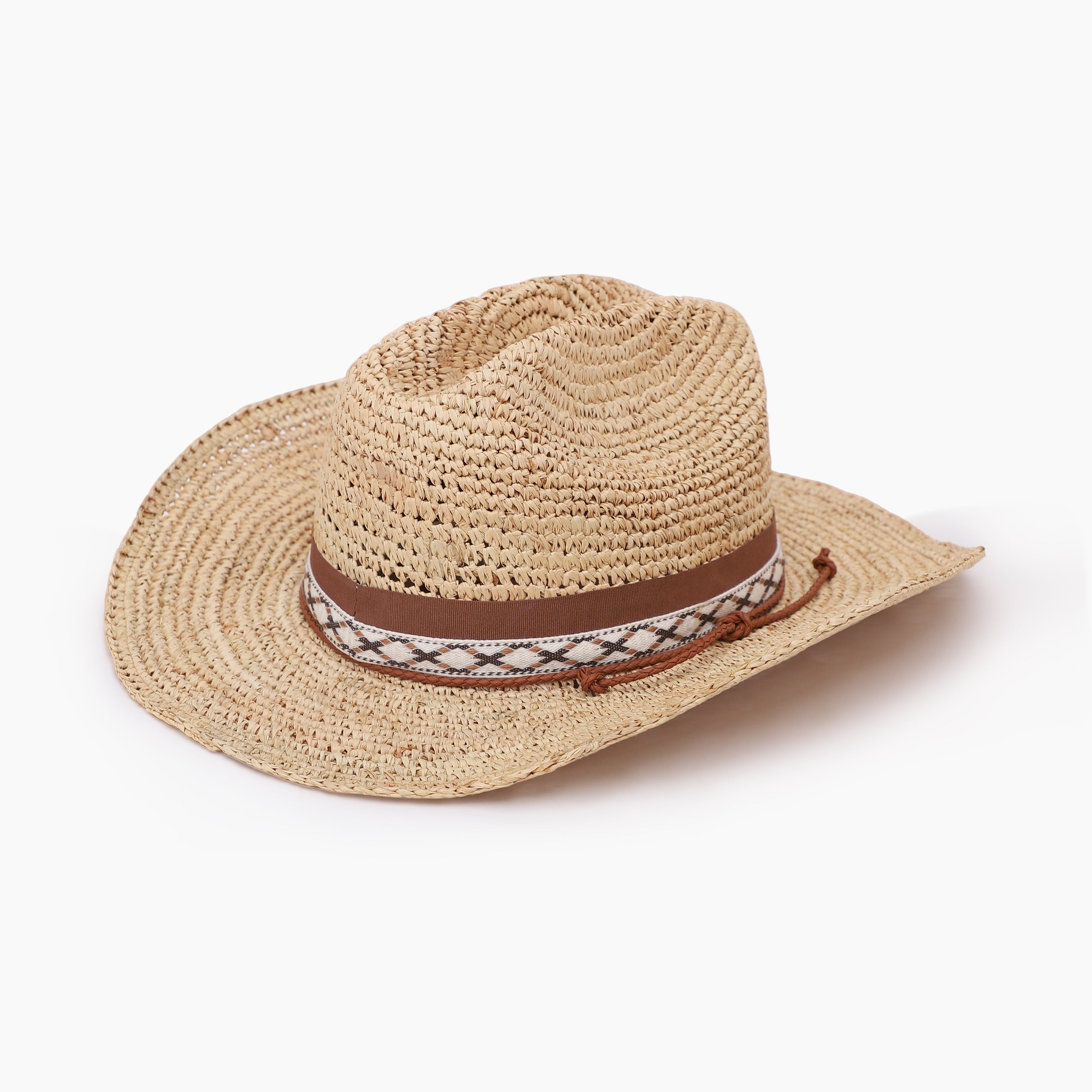 Unisex Raffia Fedora Hat with Wide Brim and UPF 50+ Sun Protection