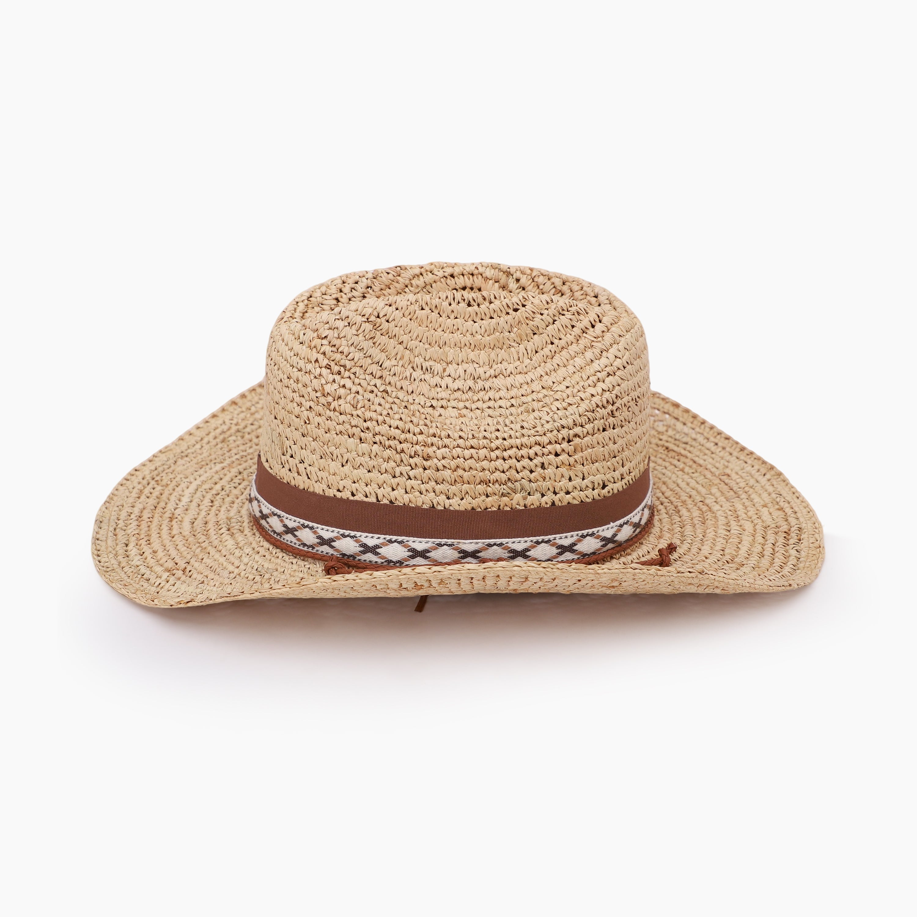 Unisex Raffia Fedora Hat with Wide Brim and UPF 50+ Sun Protection