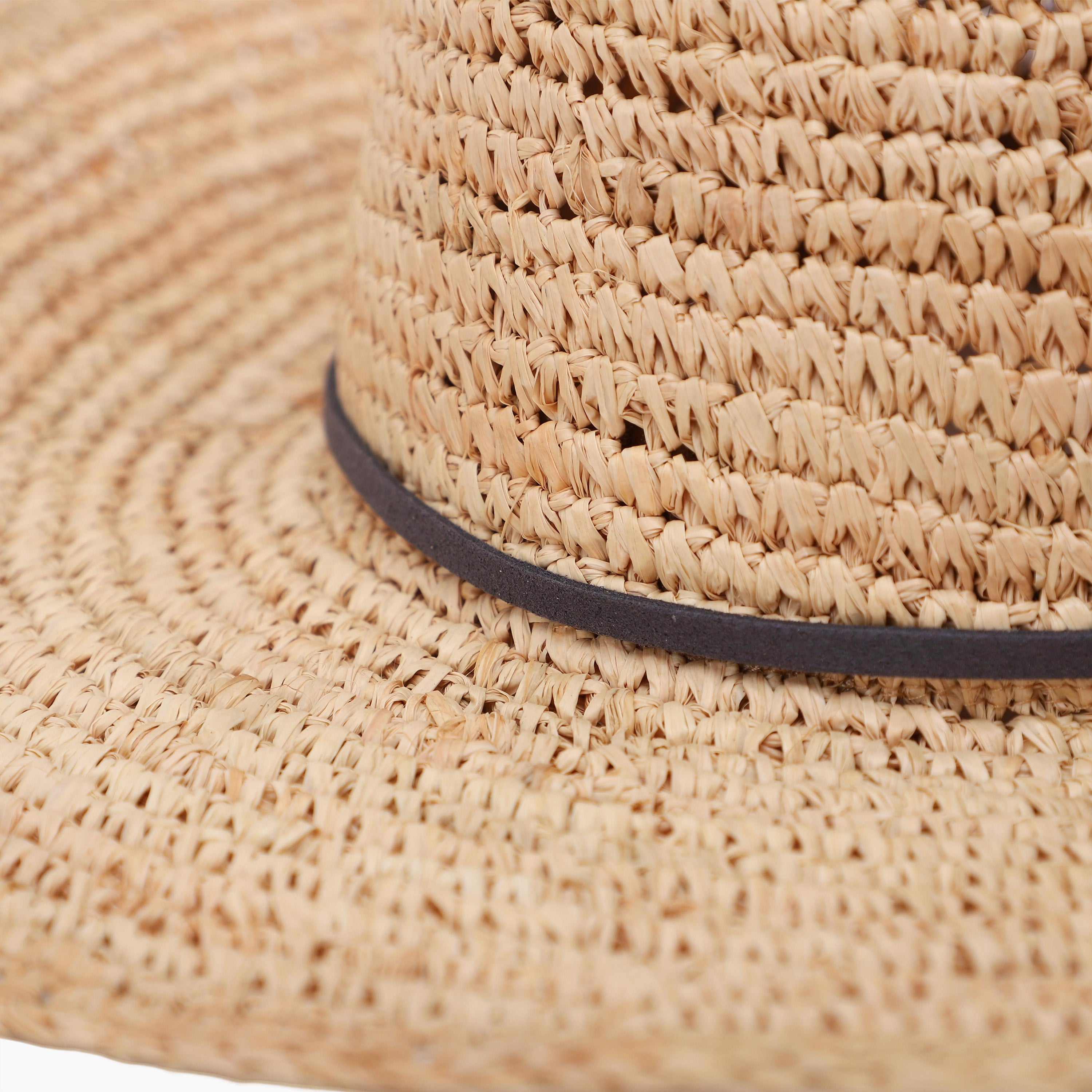 Unisex Raffia Fedora Hat with Wide Brim and UPF 50+ Sun Protection