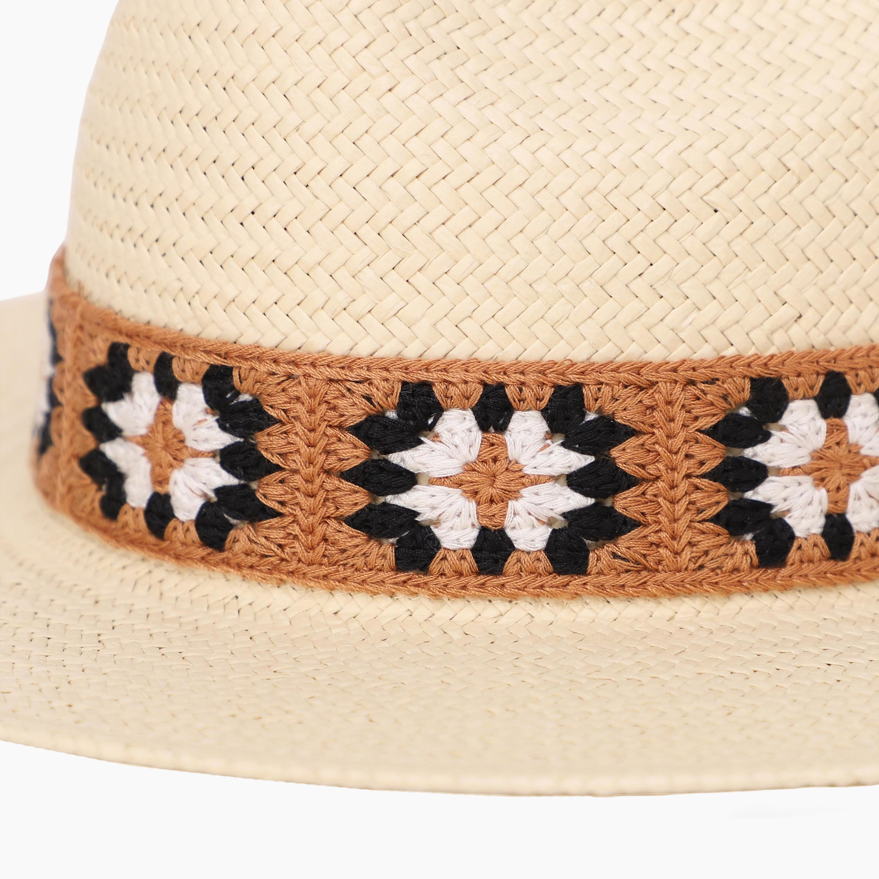 Women’s Paper Braid Fedora Hat with Wide Brim and UPF 50+ Sun Protection