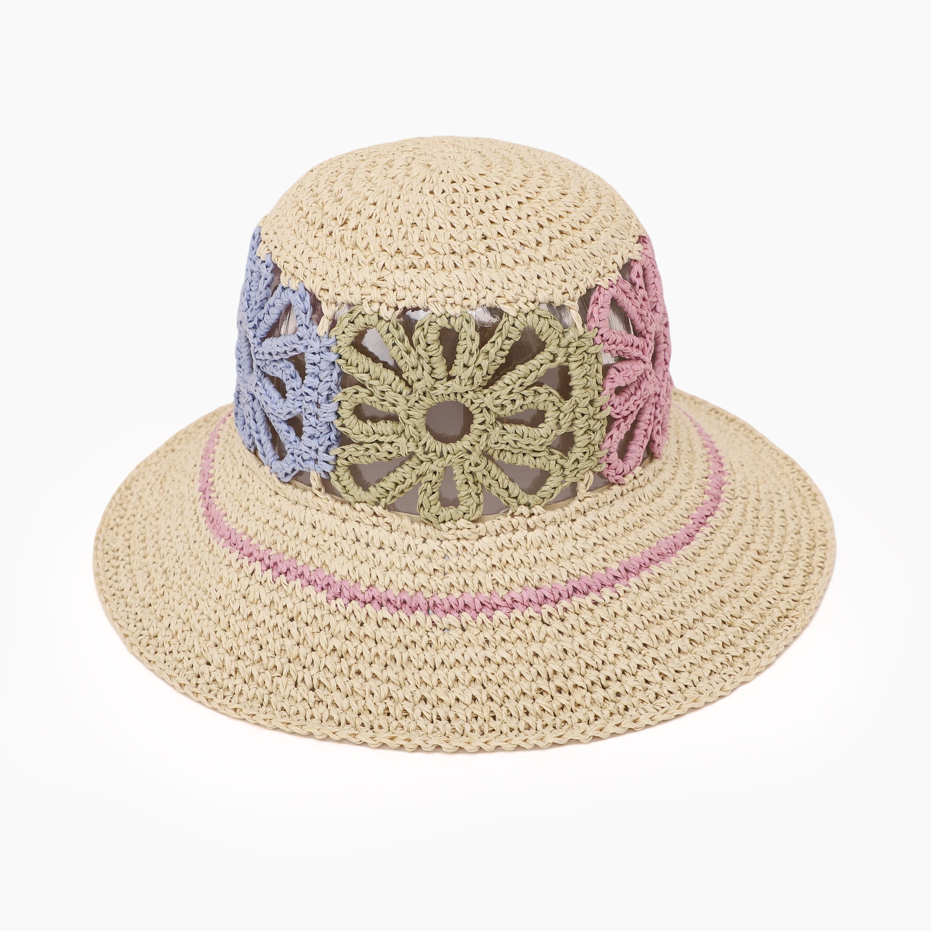 Women’s Paper Straw Bucket Hat with Wide Brim and UPF 50+ Sun Protection