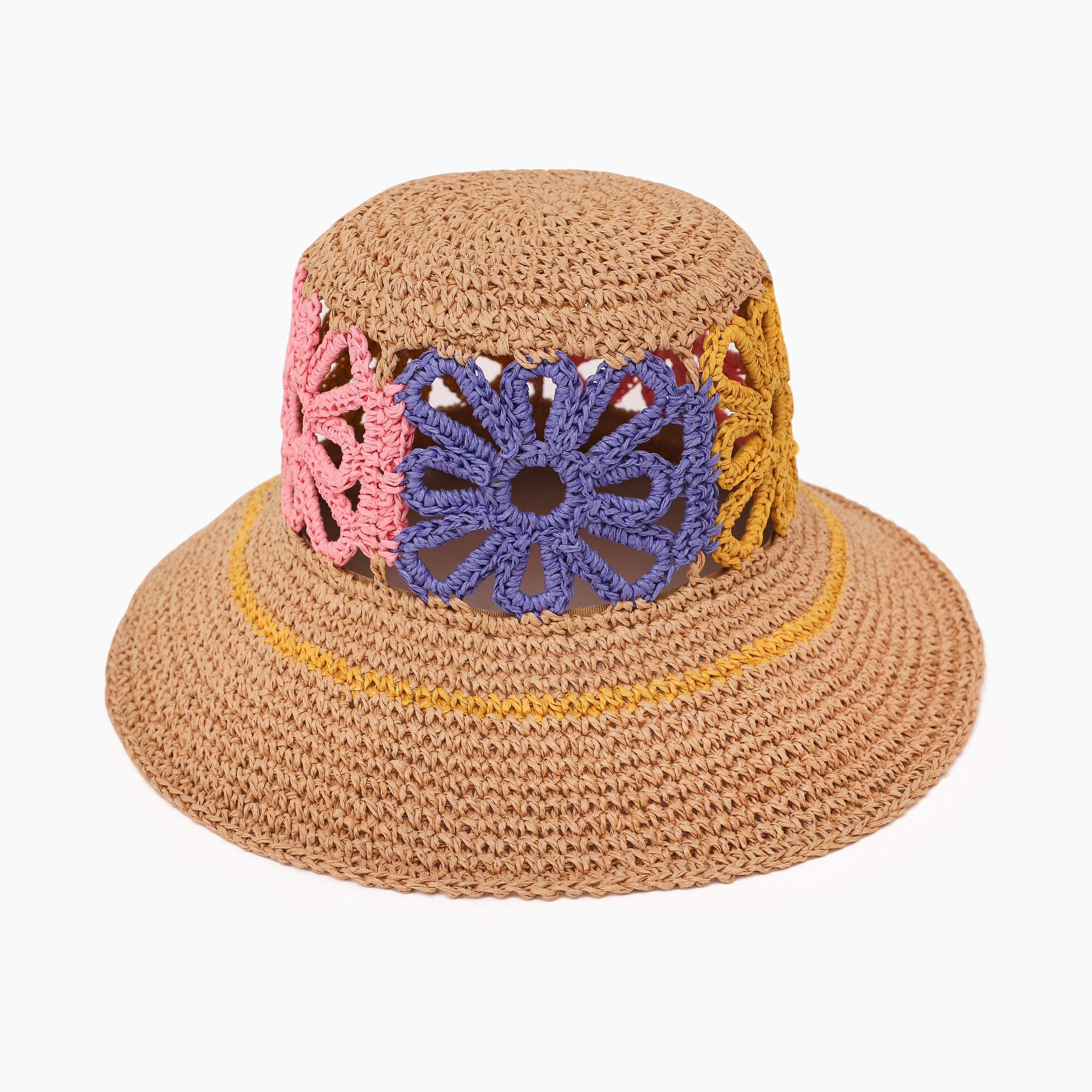 Women’s Paper Straw Bucket Hat with Wide Brim and UPF 50+ Sun Protection